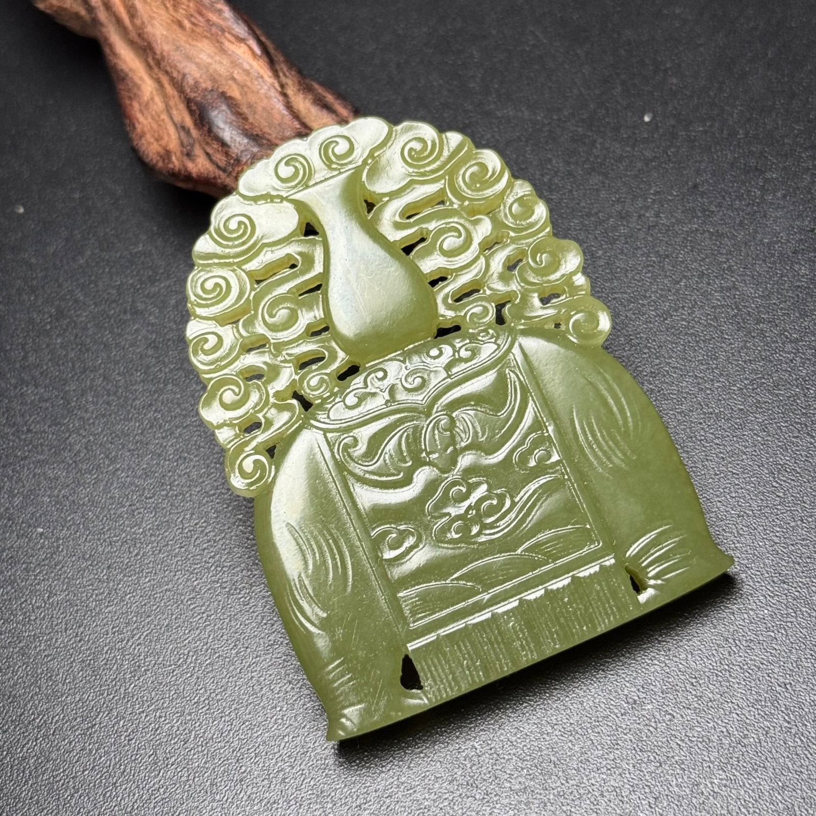 An Exquisite Yellow Jade Auspicious Cloud and Elephant Pattern Pendant - 2