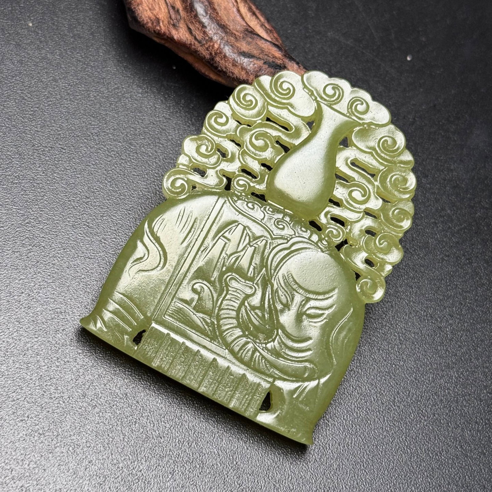 An Exquisite Yellow Jade Auspicious Cloud and Elephant Pattern Pendant - 3