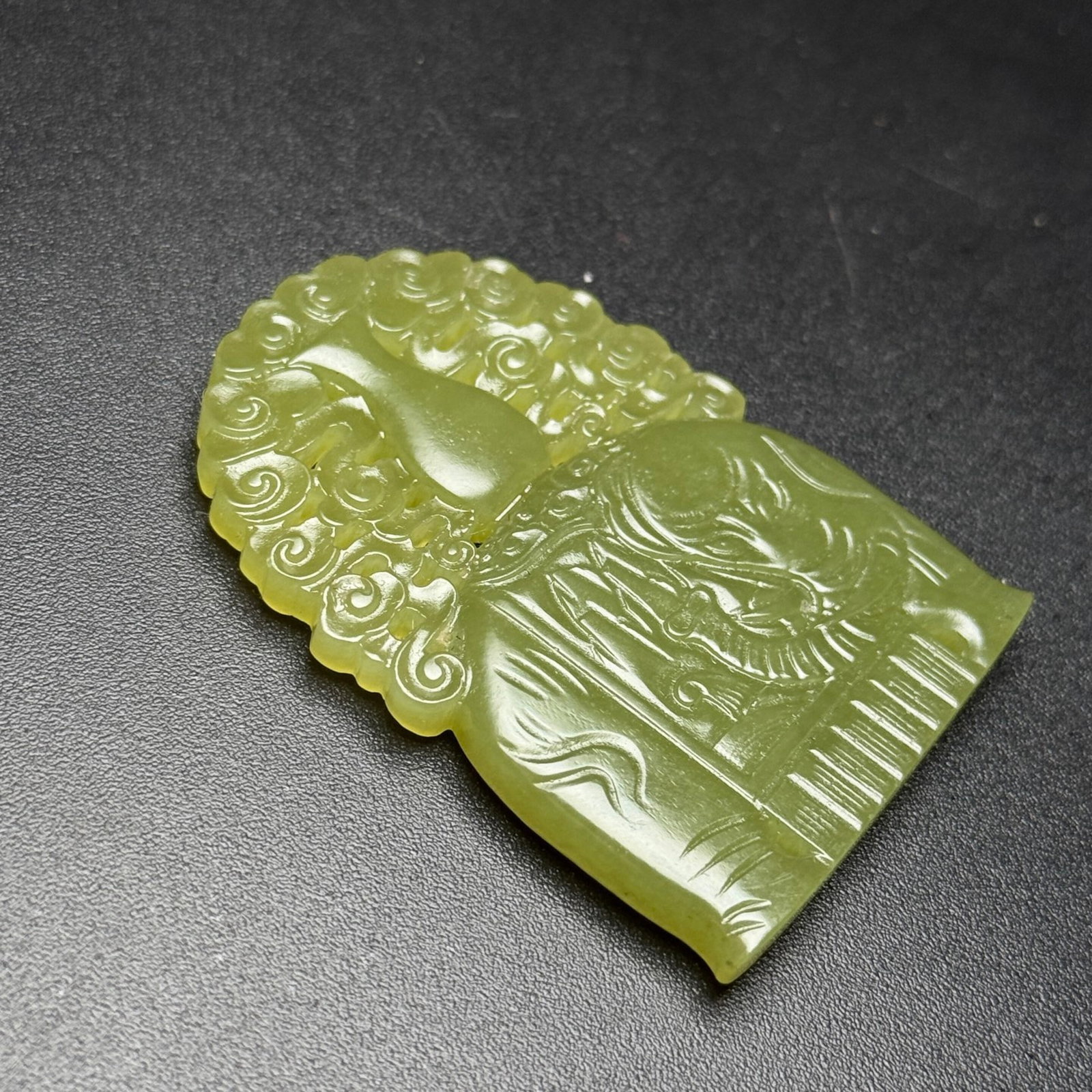 An Exquisite Yellow Jade Auspicious Cloud and Elephant Pattern Pendant - 4