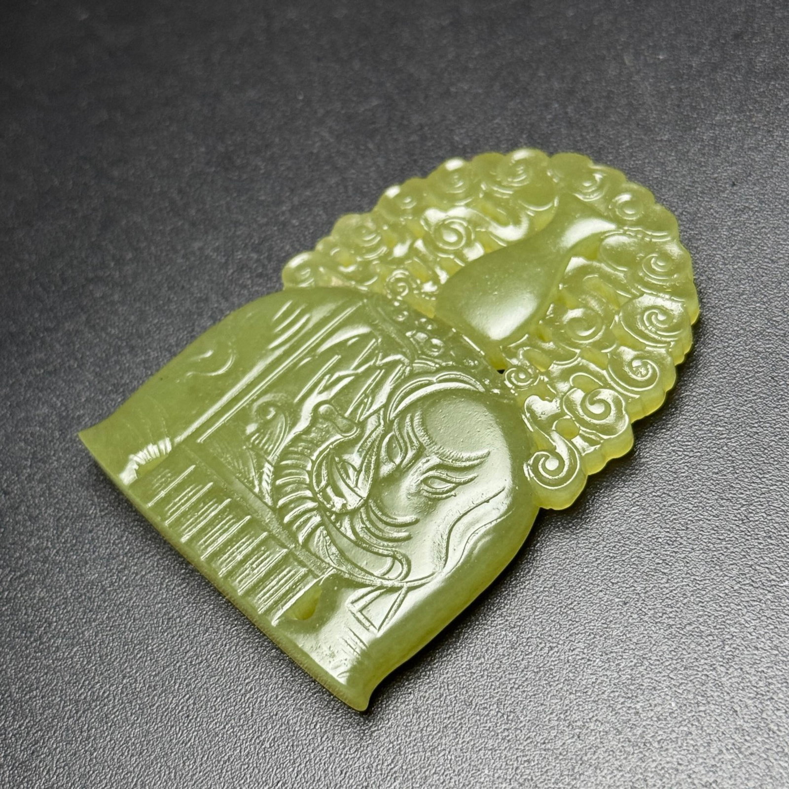An Exquisite Yellow Jade Auspicious Cloud and Elephant Pattern Pendant - 5