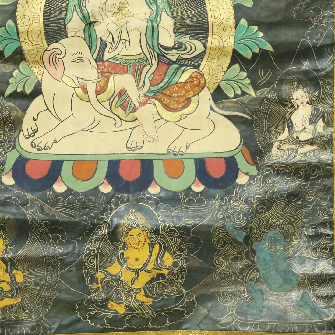 A Rare Brocade Painted Color Statue of Samantabhadra Tangka - 7