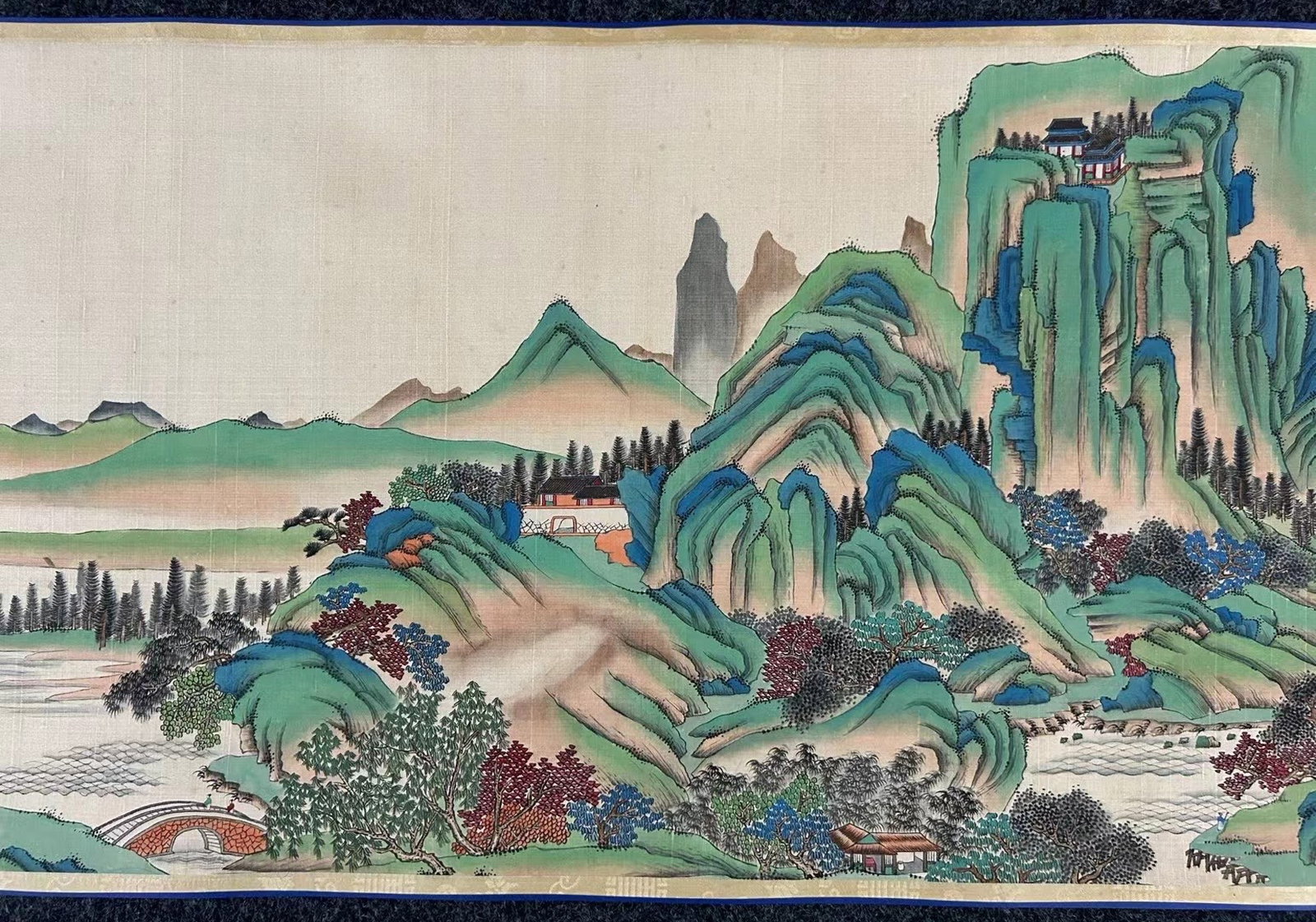 A Chinese Hand Scroll Ink Painting of Landscape on Silk,Jin Cheng - 6