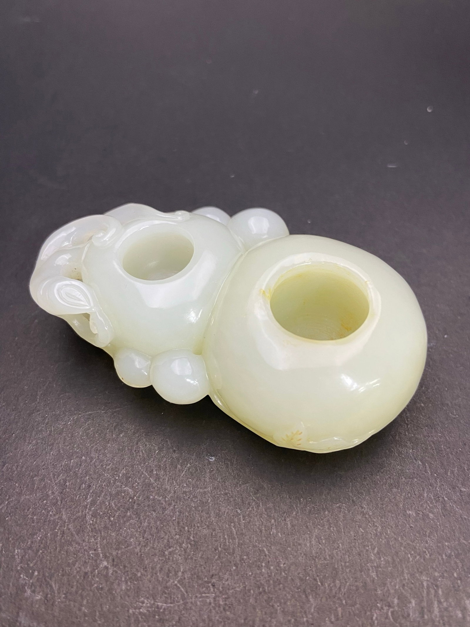 An Exquisite White Jade Gourd-Shaped Brush Washer - 3