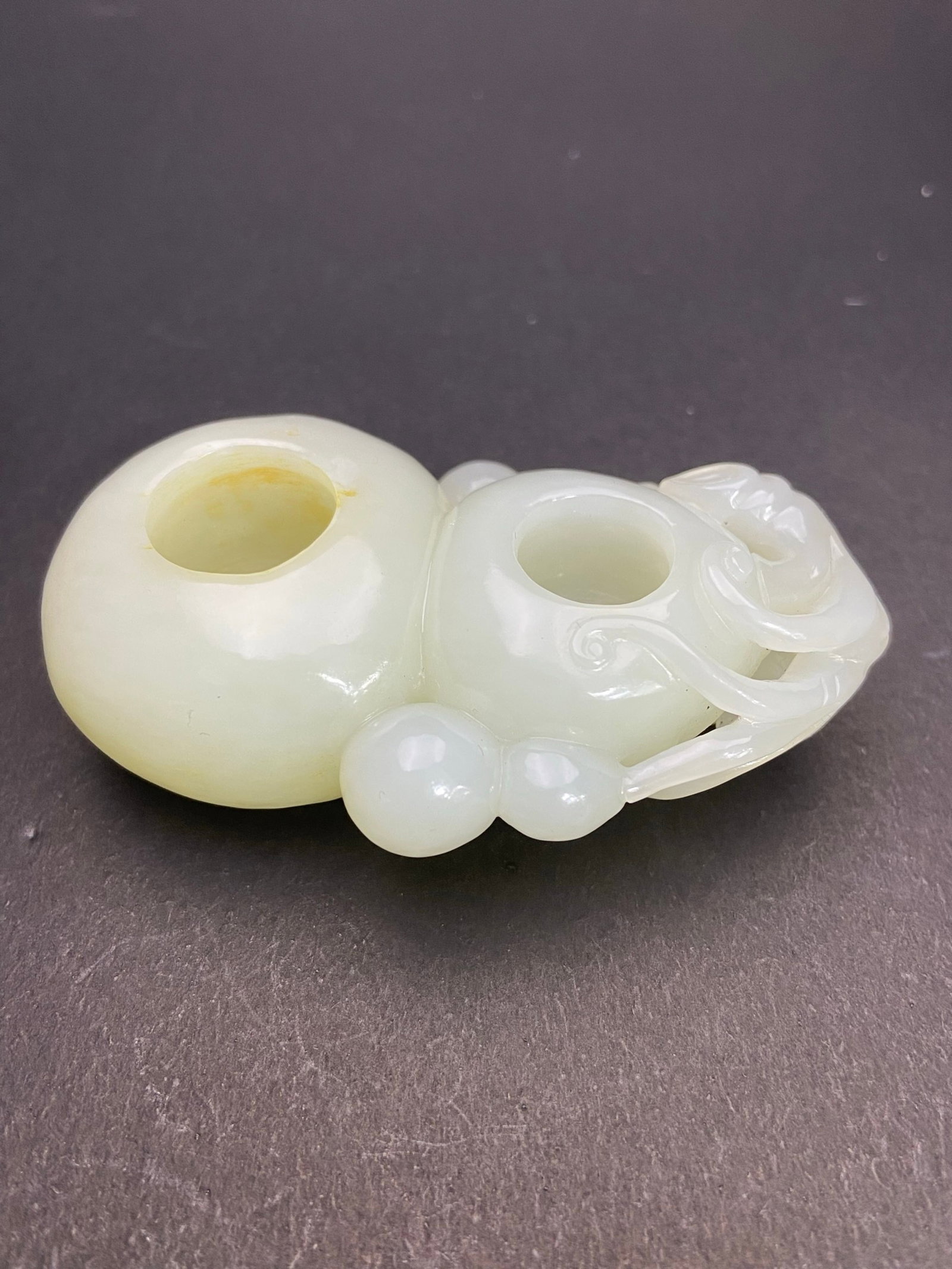 An Exquisite White Jade Gourd-Shaped Brush Washer - 4
