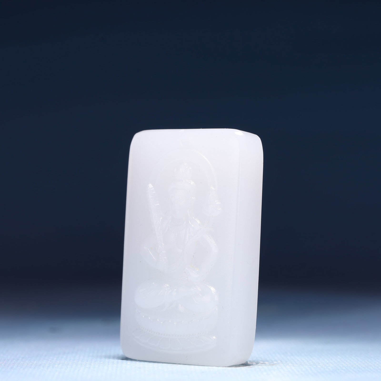 An Exquisite White Jade Statue of Manjusri Pendant - 2