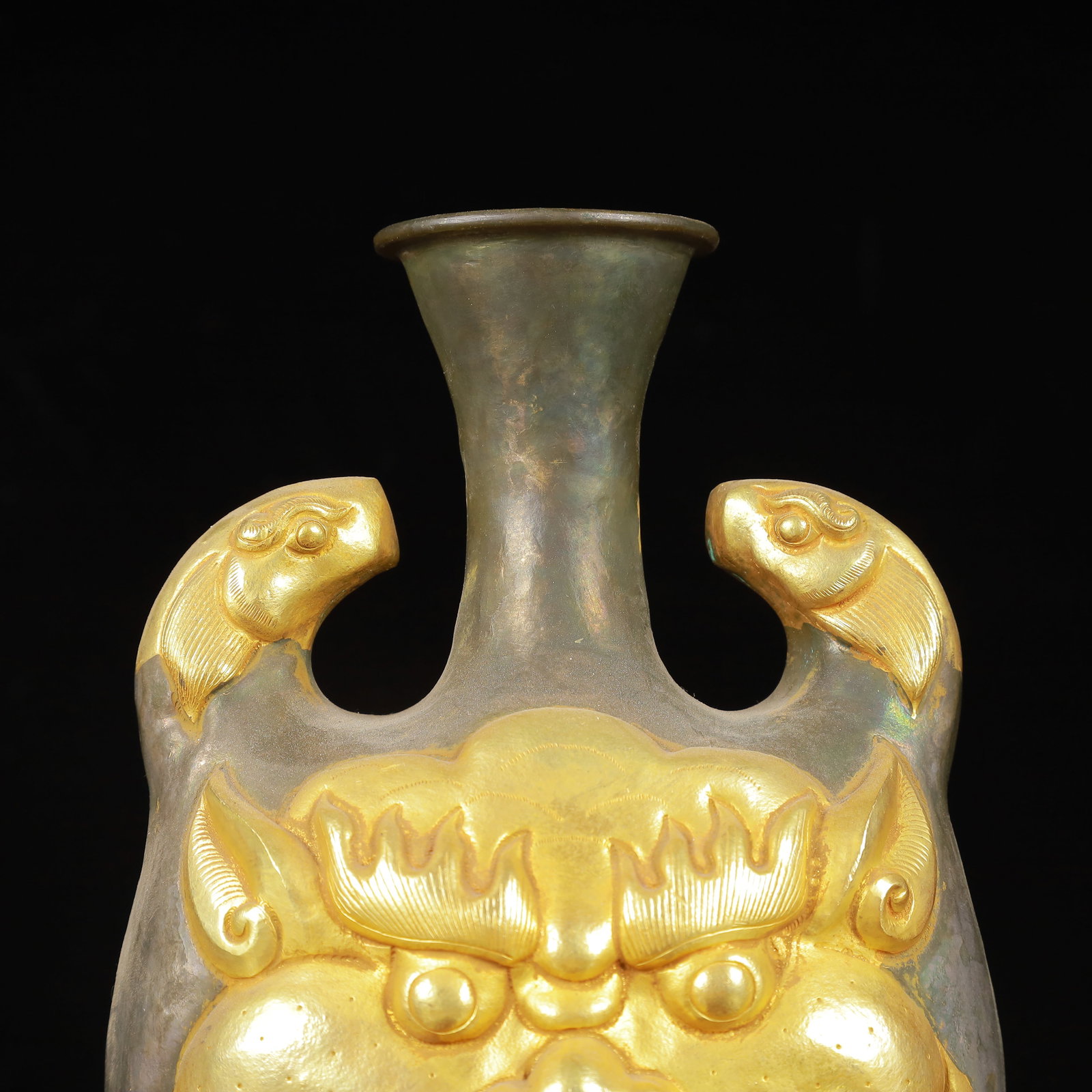 An Exquisite Gilt Silver Beast-Face Pattern Beast-Ears Vase - 8