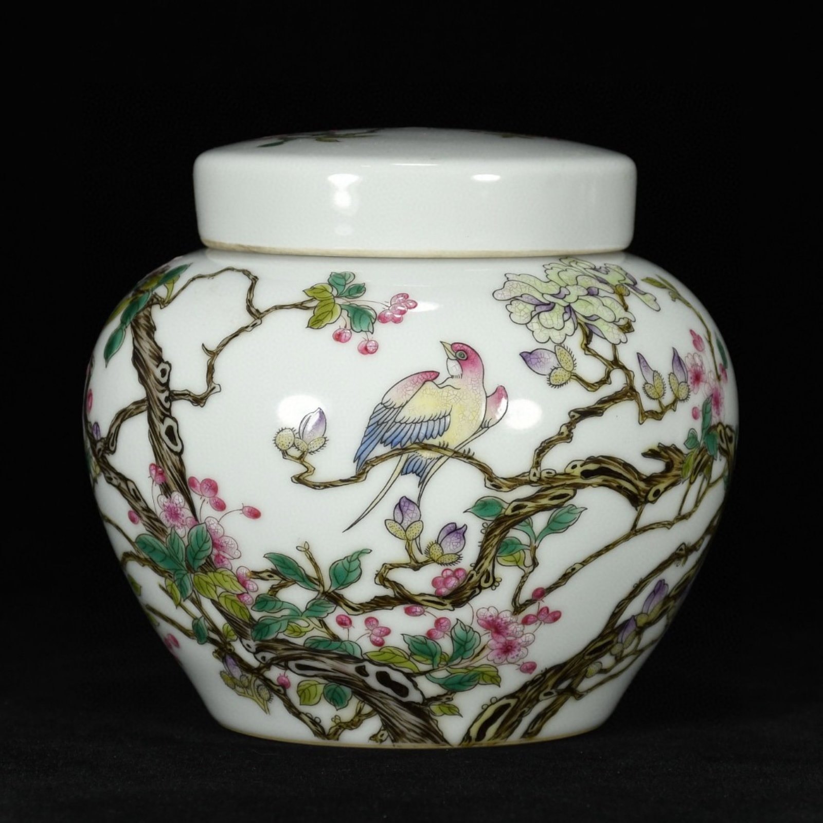 A Pair of Exquisite Famille-Rose Flower and Bird Pattern Cover Jars - 2