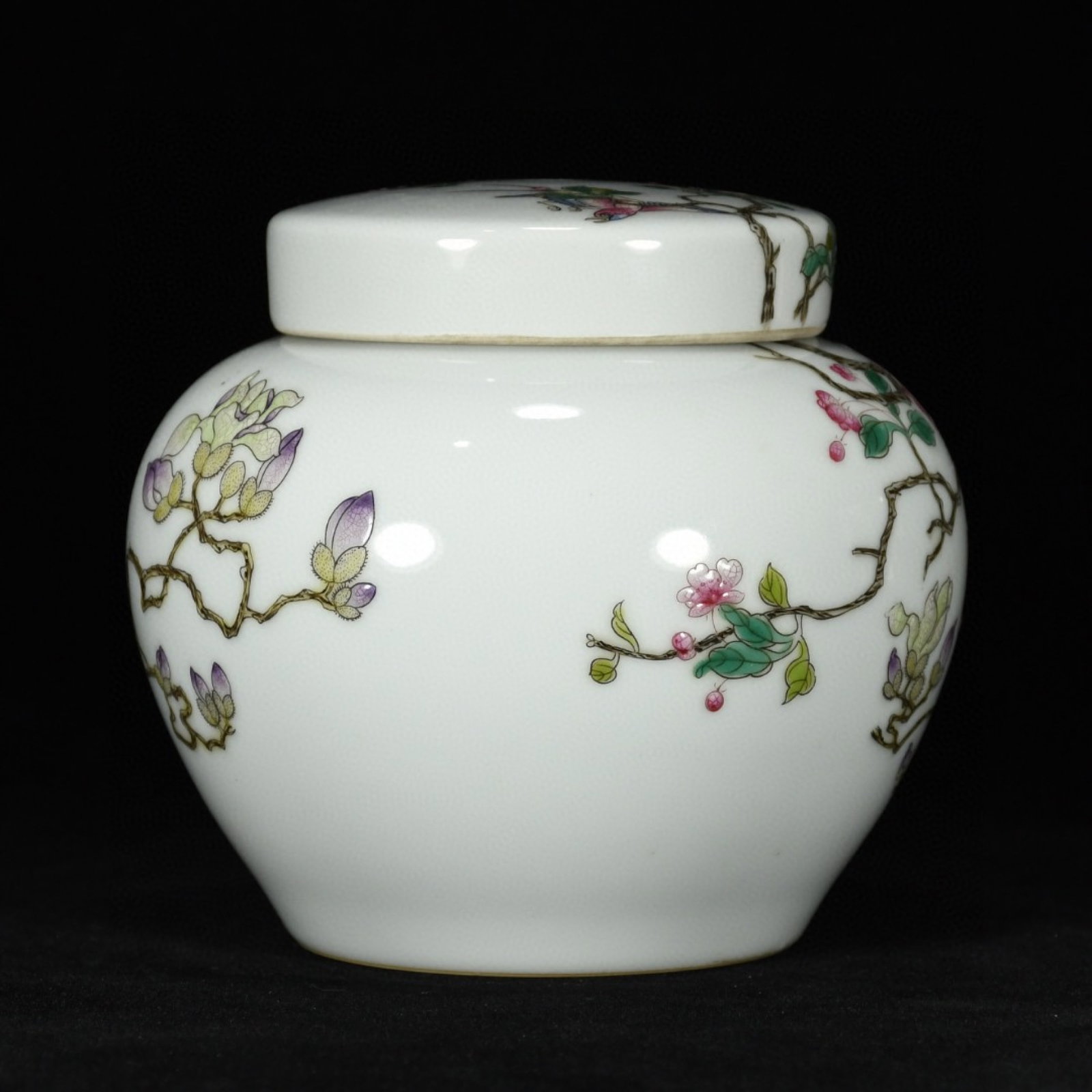 A Pair of Exquisite Famille-Rose Flower and Bird Pattern Cover Jars - 4