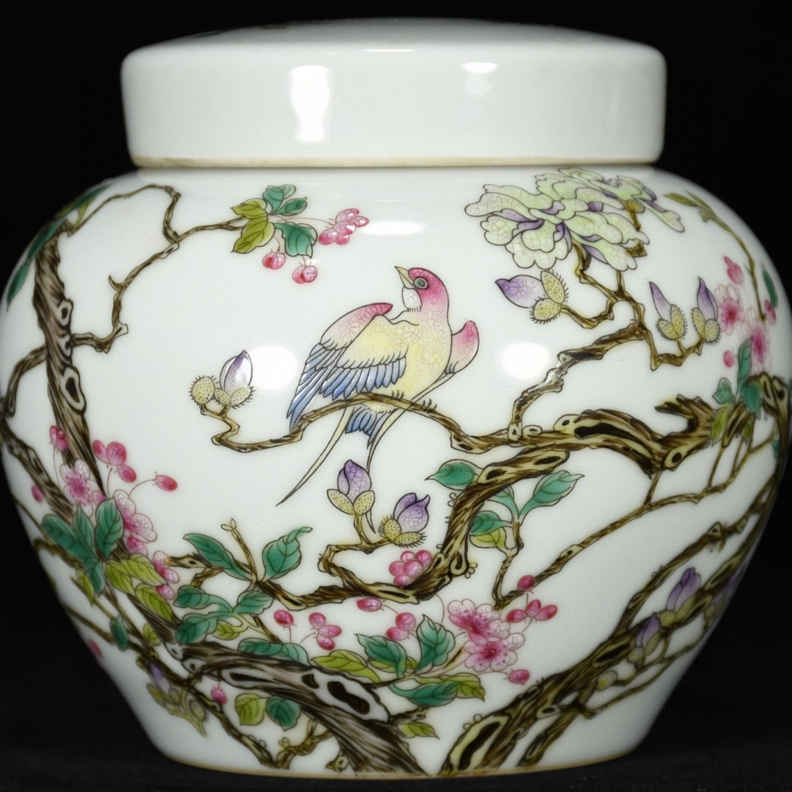 A Pair of Exquisite Famille-Rose Flower and Bird Pattern Cover Jars - 6