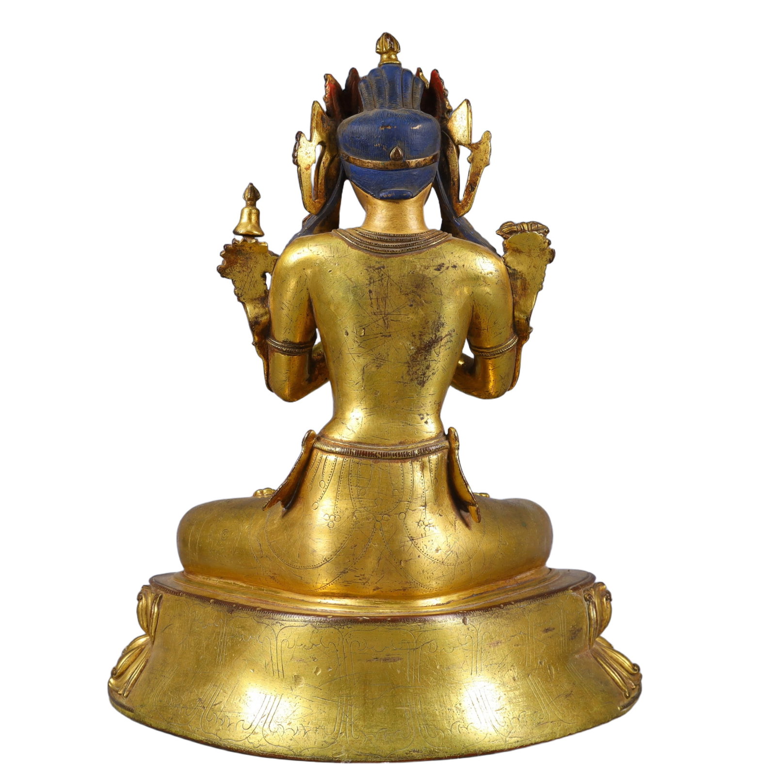A Solemn Gilt Bronze Buddha Statue,Inlaid Gems - 10