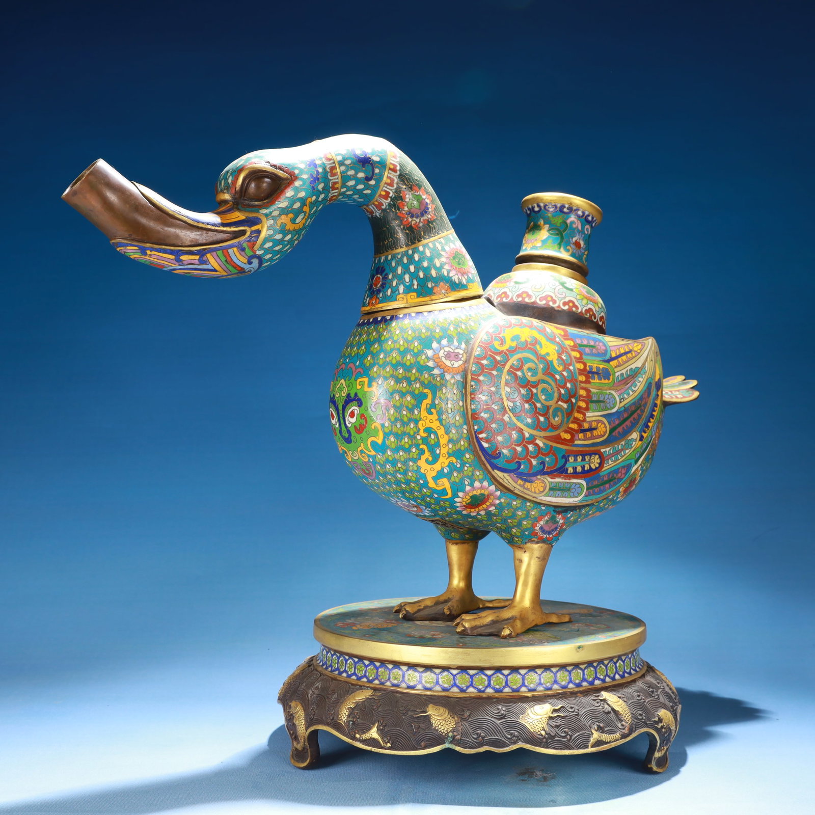 An Exquisite Cloisonne Lotus Pattern Bird Ornament,with Base - 2