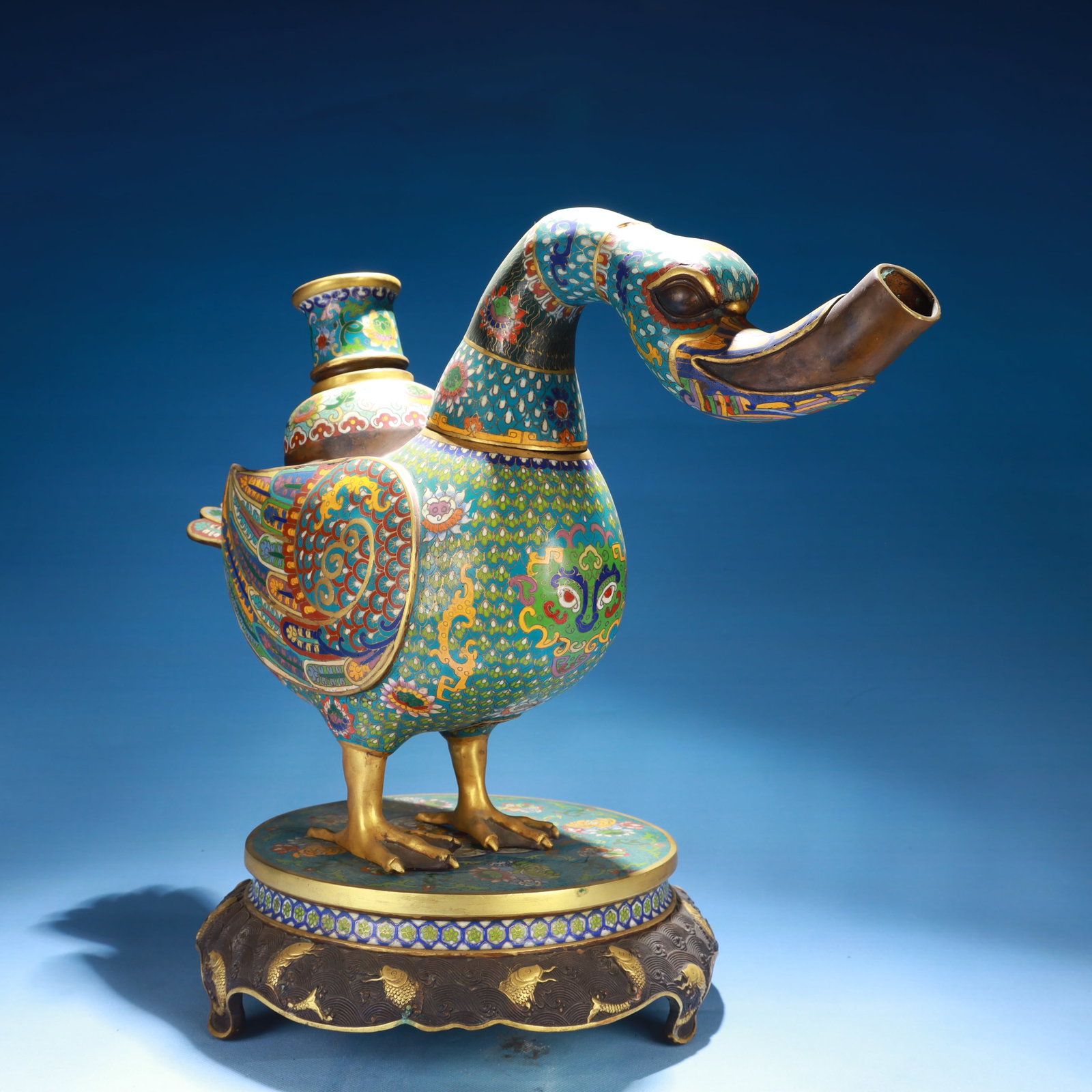 An Exquisite Cloisonne Lotus Pattern Bird Ornament,with Base - 3