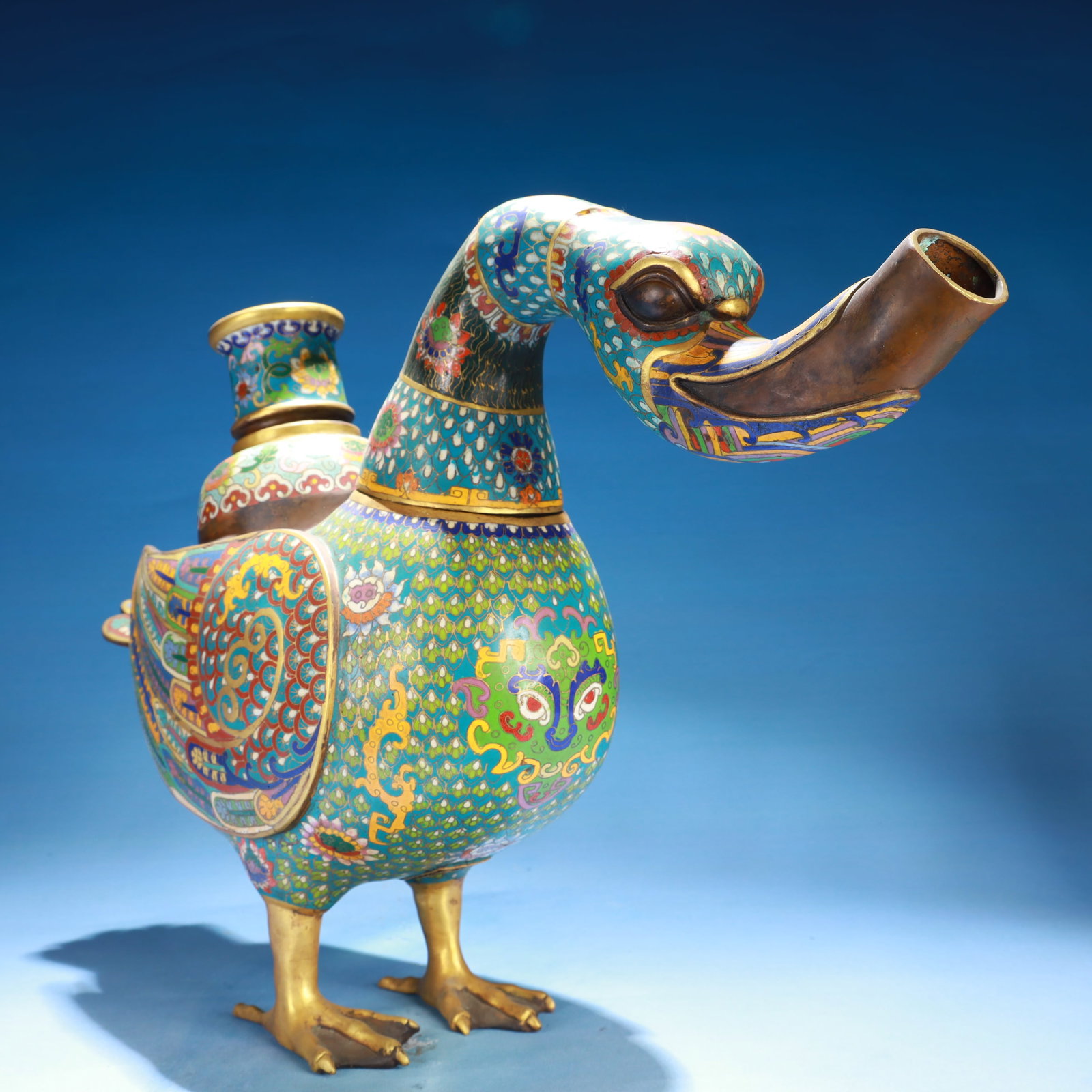 An Exquisite Cloisonne Lotus Pattern Bird Ornament,with Base - 7