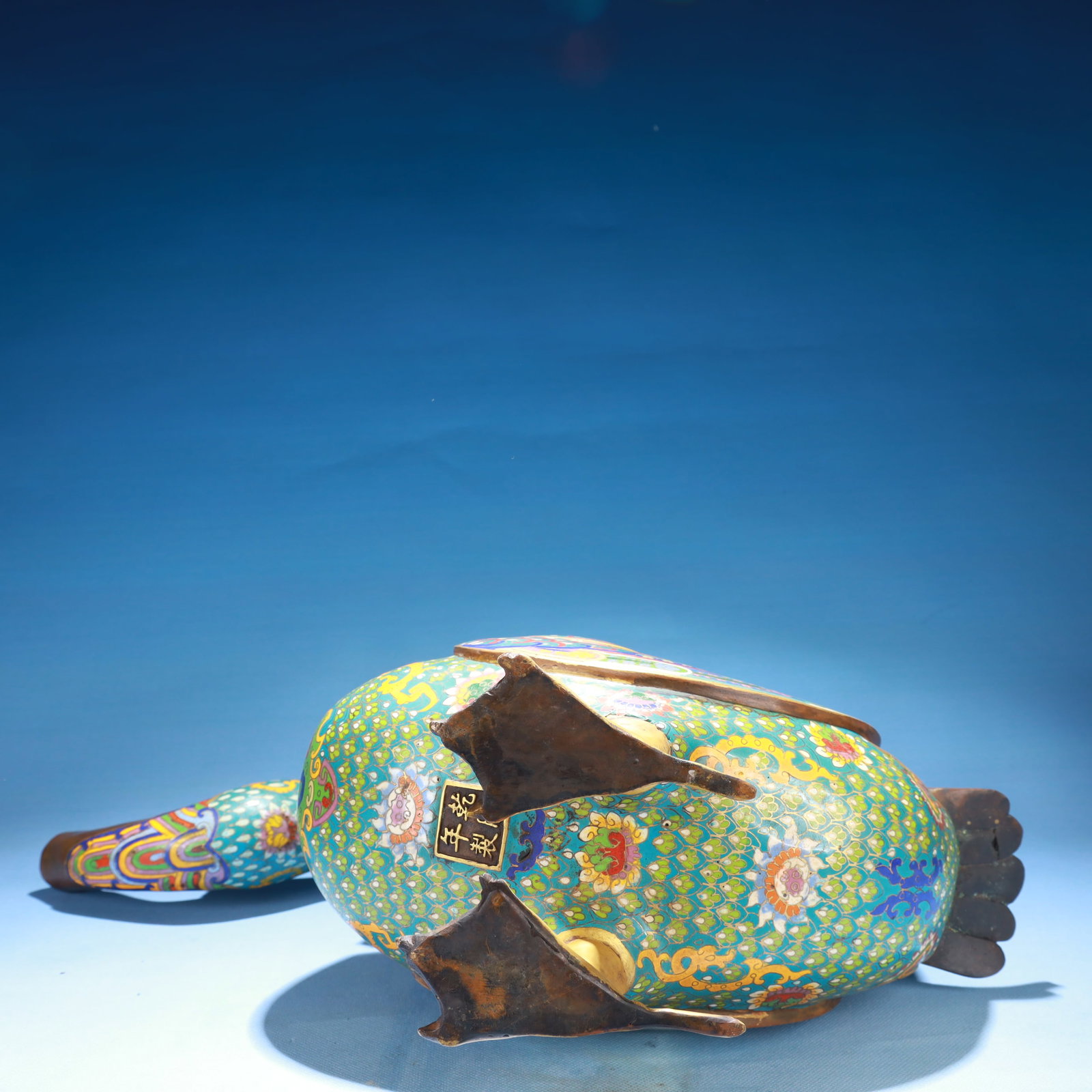 An Exquisite Cloisonne Lotus Pattern Bird Ornament,with Base - 9