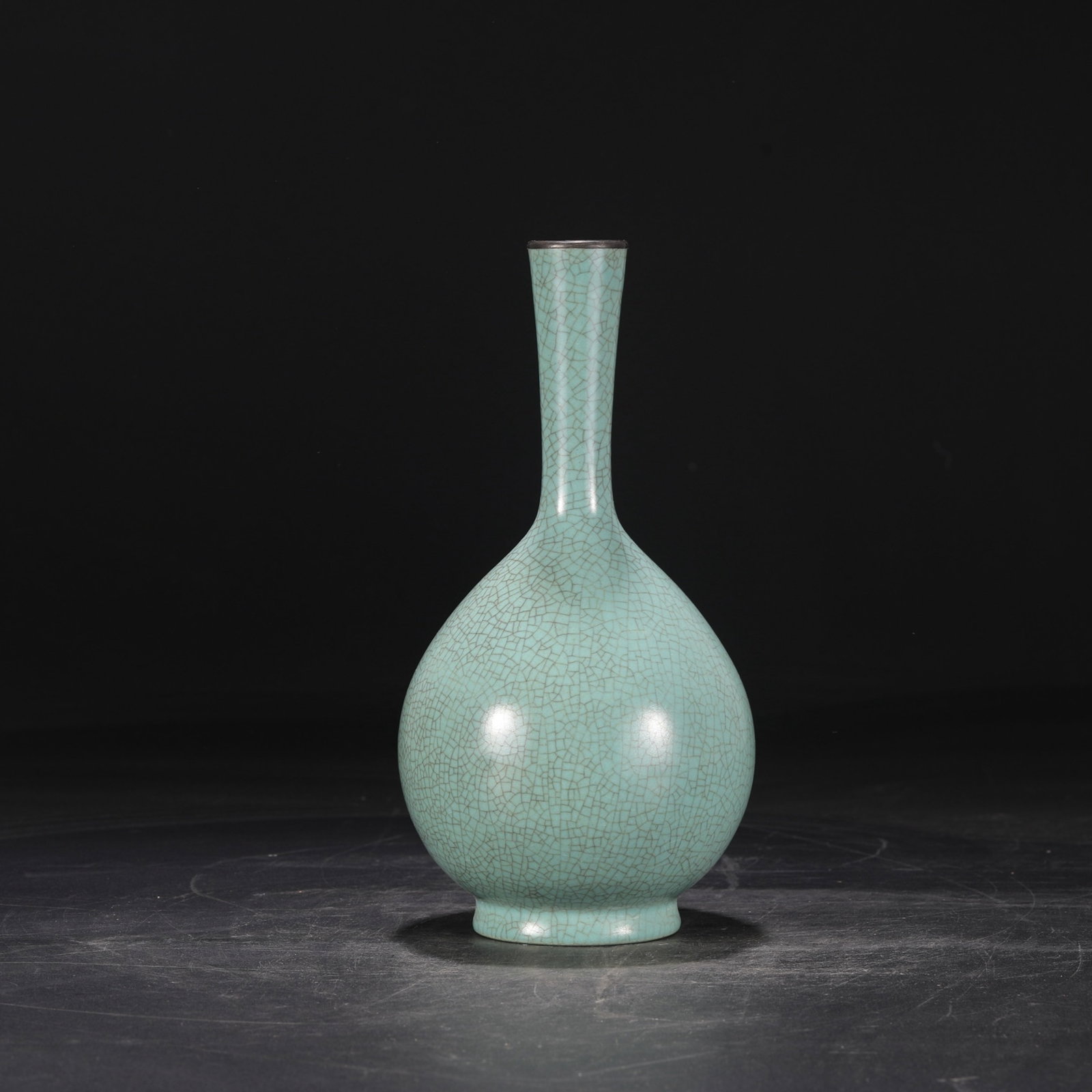 An Exquisite Ru yao Sky Blue Glazed Cover with Silver Vase,With an Imperial Poem by Emperor Qianl... - 7