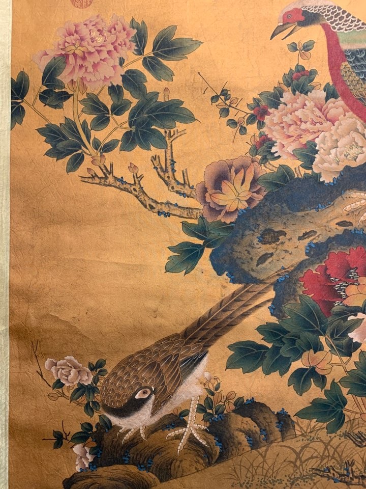 A Chinese Vertical Scroll Ink Painting of Flower and Bird on Silk,Zhao Ji - 7