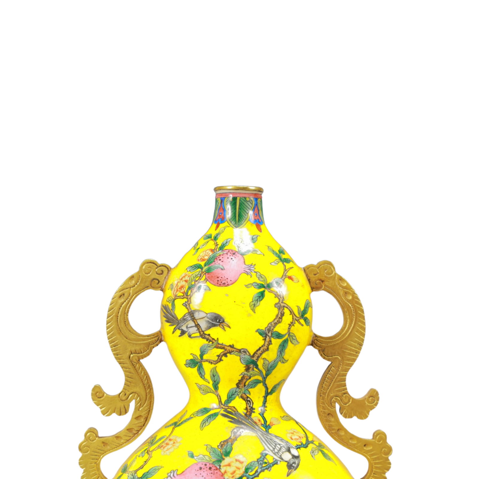 An Exquisite Painted Enamel Pomegranate Pattern Double-Ears Gourd-Shaped Vase - 2