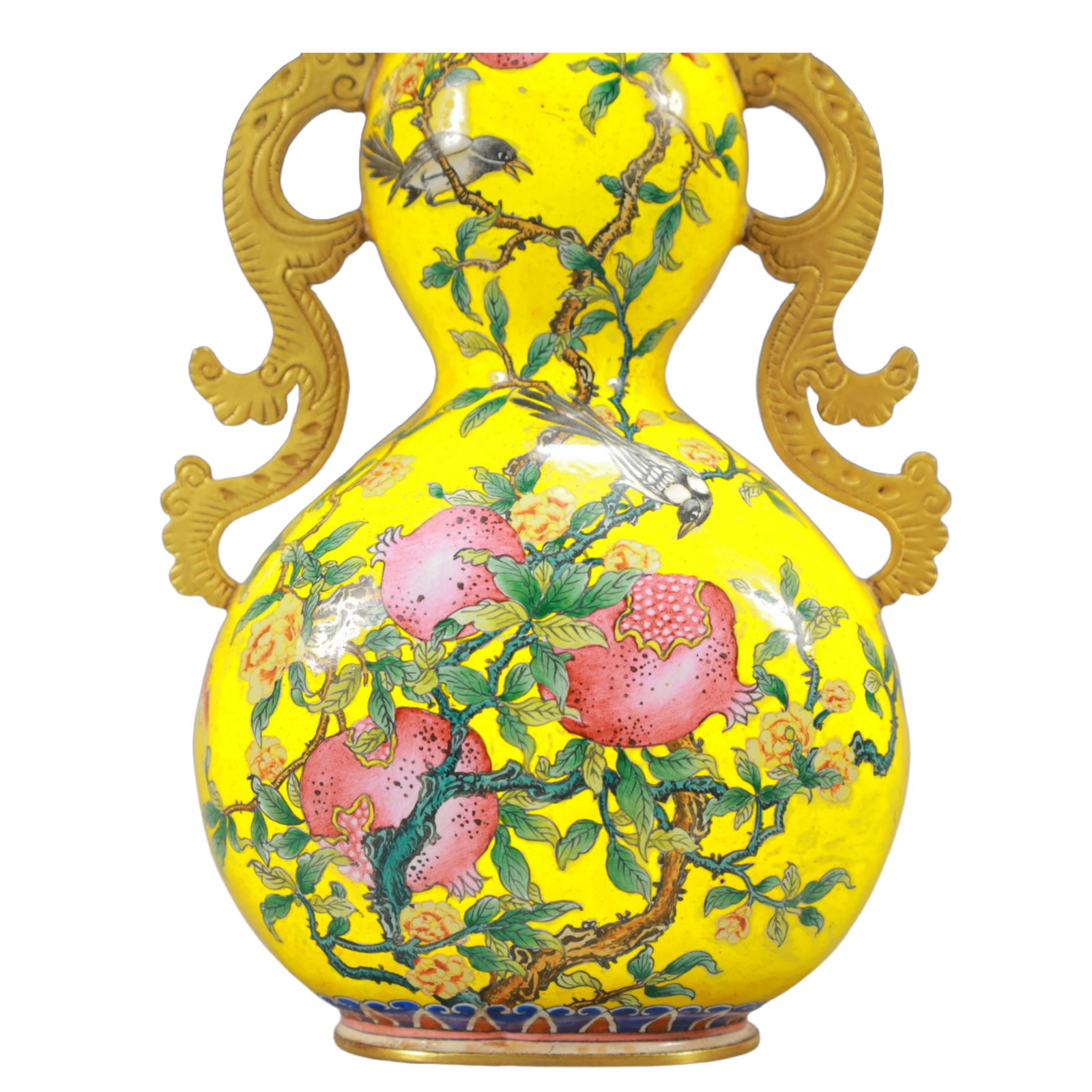An Exquisite Painted Enamel Pomegranate Pattern Double-Ears Gourd-Shaped Vase - 3