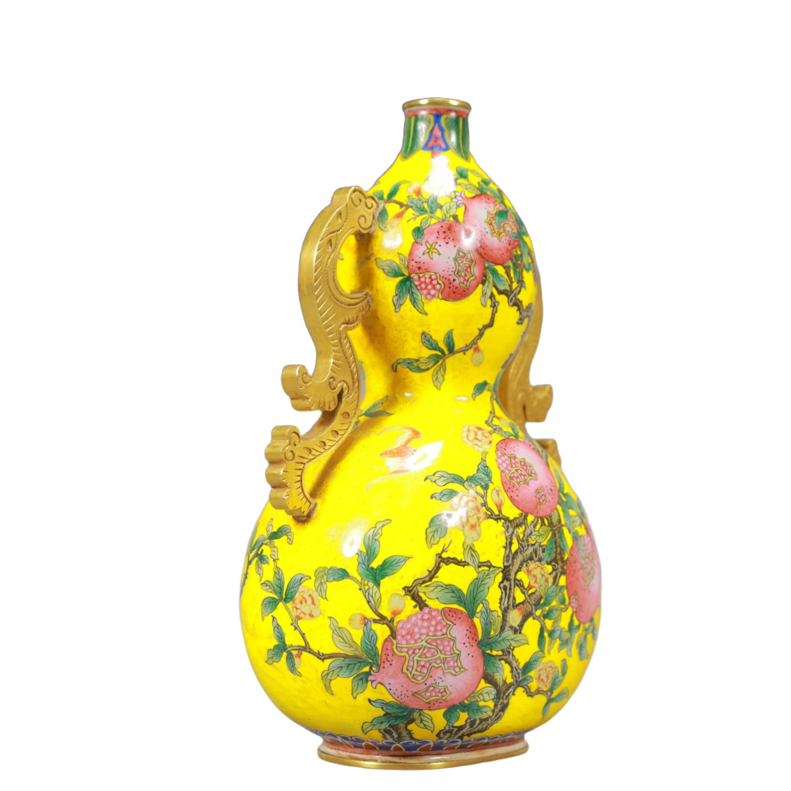 An Exquisite Painted Enamel Pomegranate Pattern Double-Ears Gourd-Shaped Vase - 6