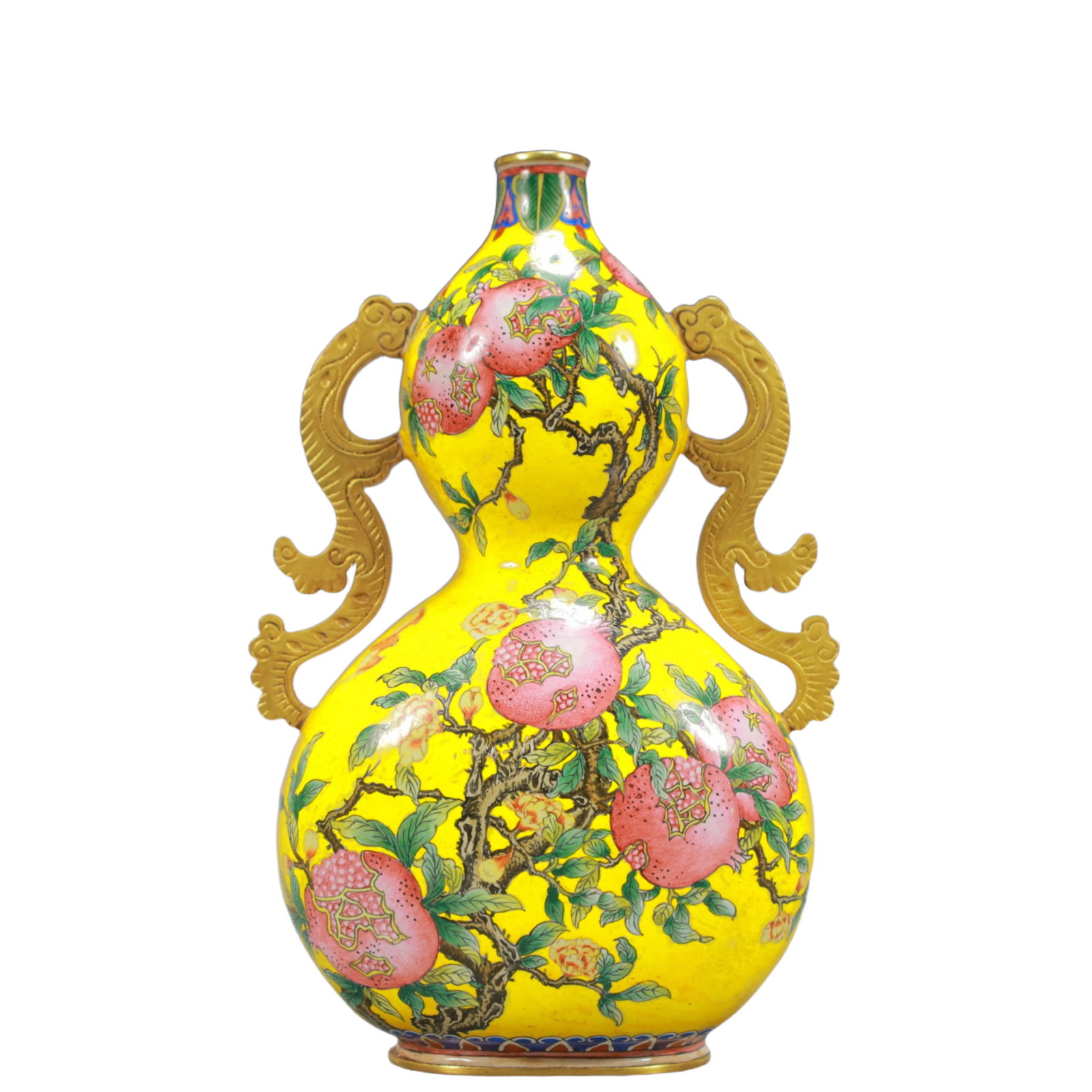 An Exquisite Painted Enamel Pomegranate Pattern Double-Ears Gourd-Shaped Vase - 7