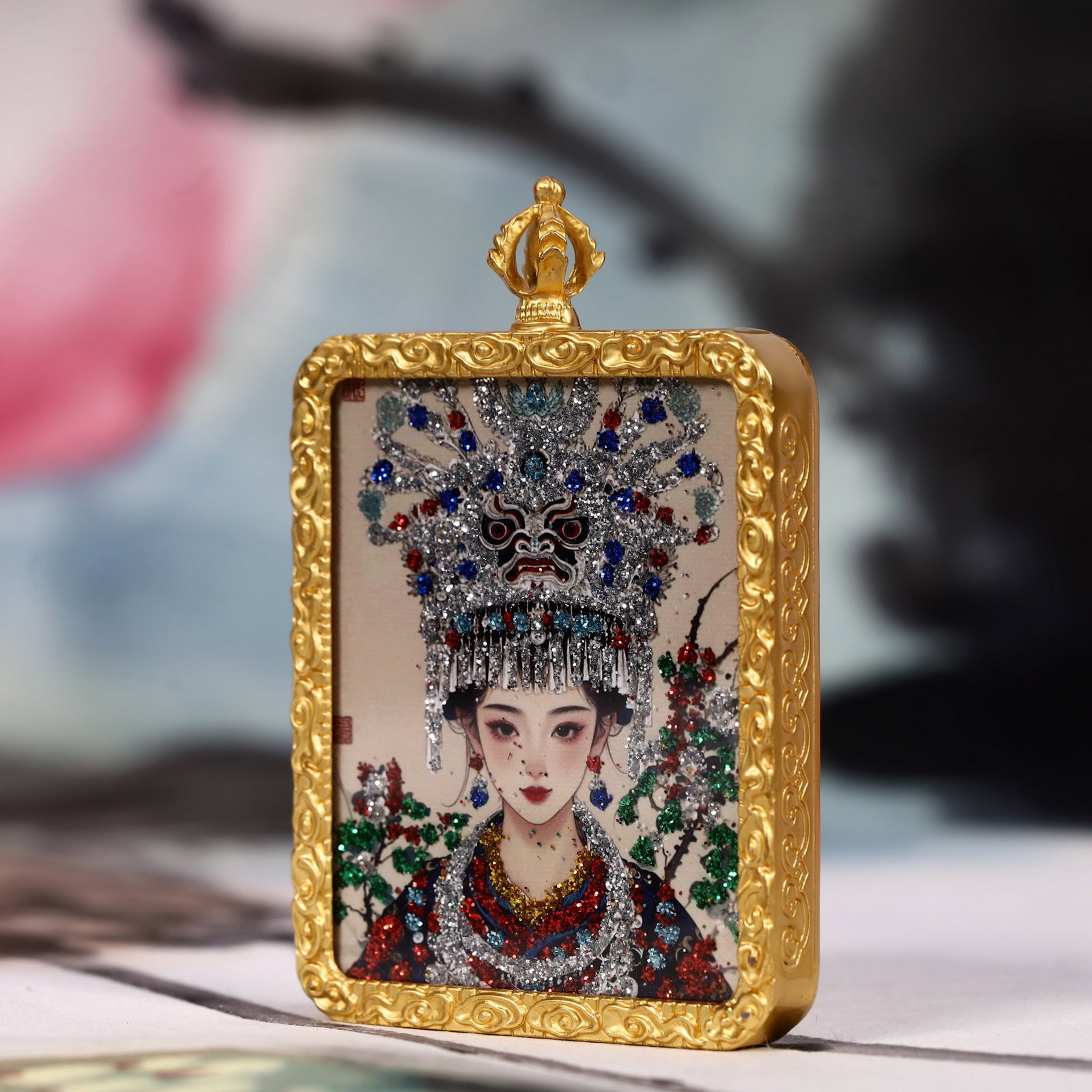 An Exquisite Painted Color Statue of Zhagilhamo Tangka - 2
