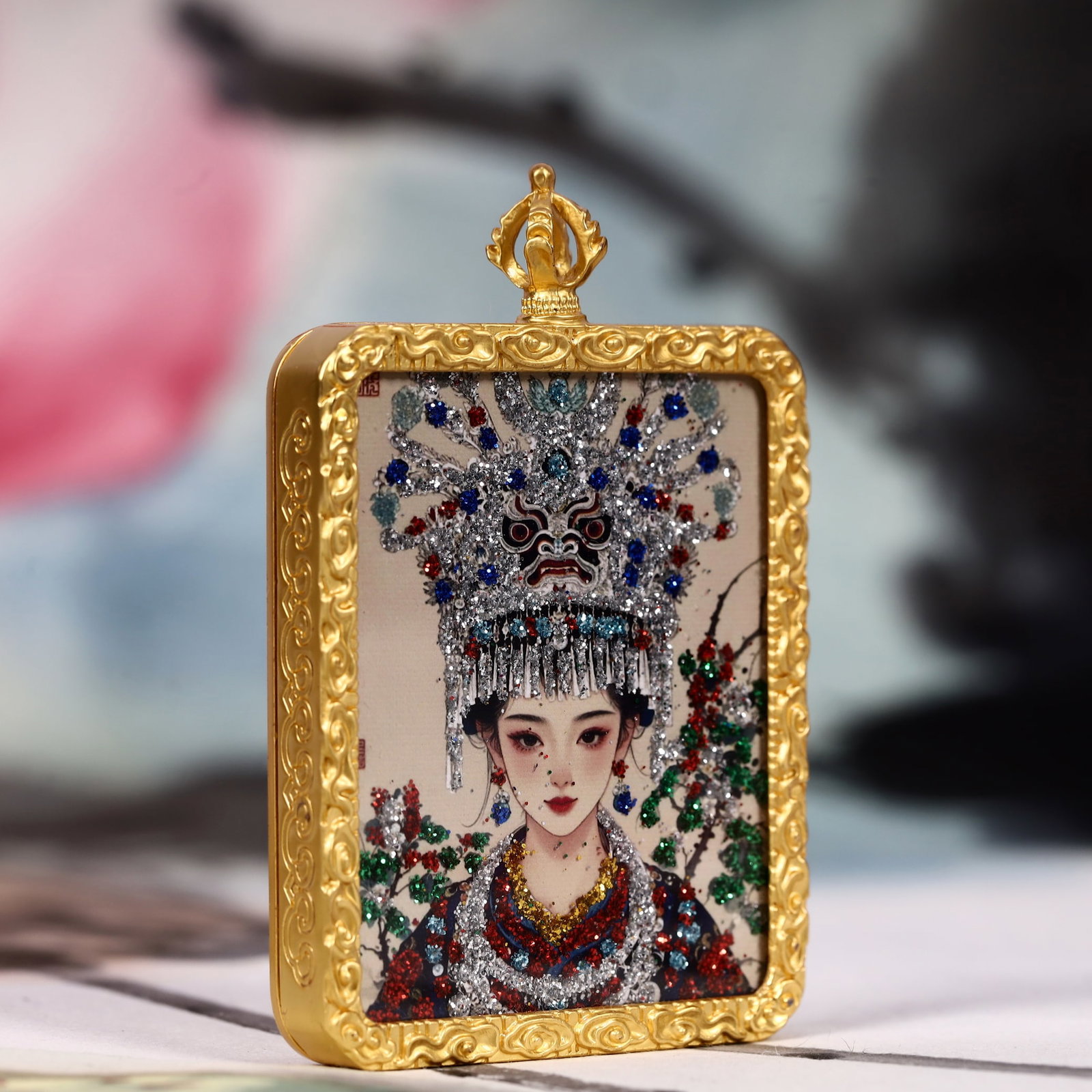 An Exquisite Painted Color Statue of Zhagilhamo Tangka - 3