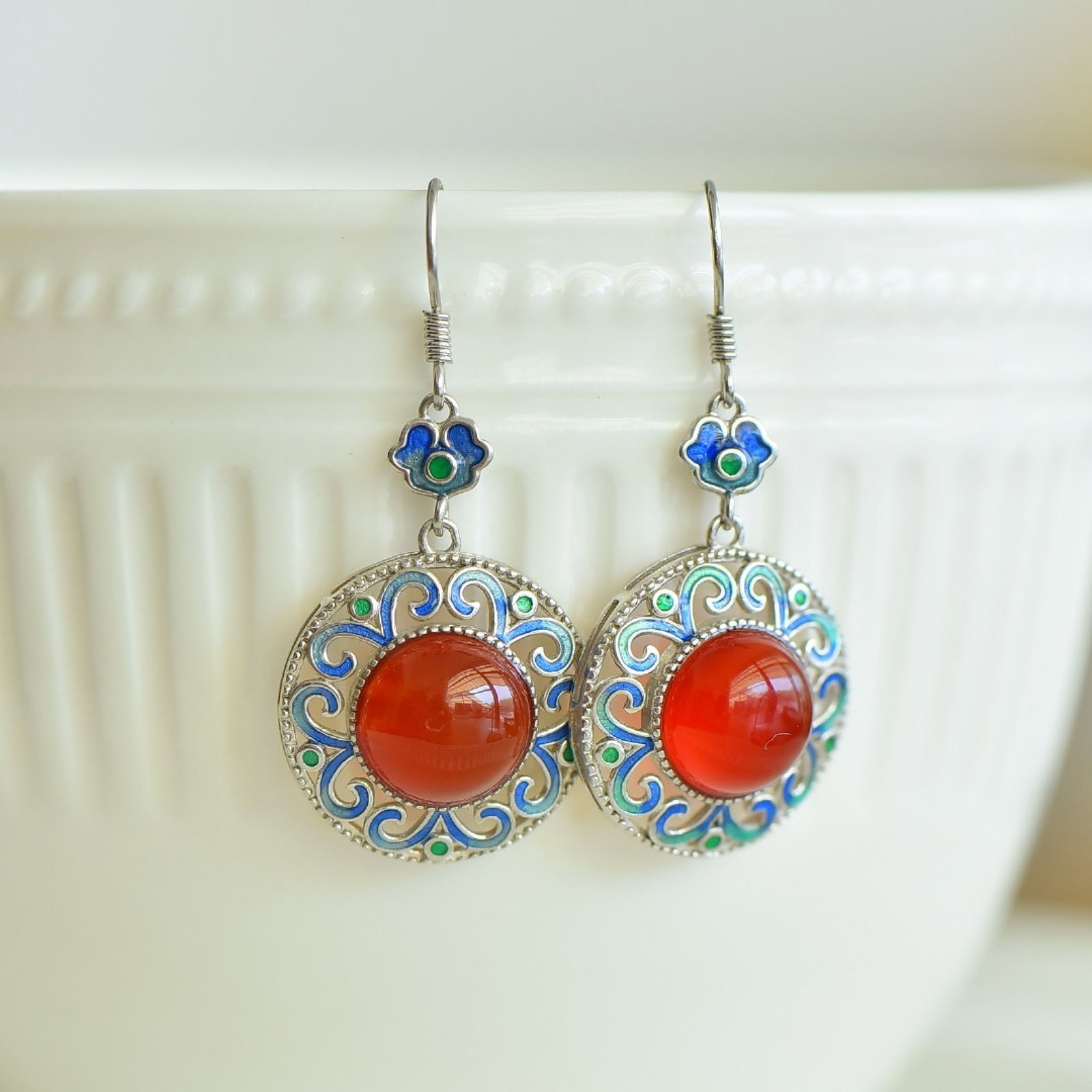 A Set of Fine Sterling Silver Inlaid Agate Jewelrys - 2