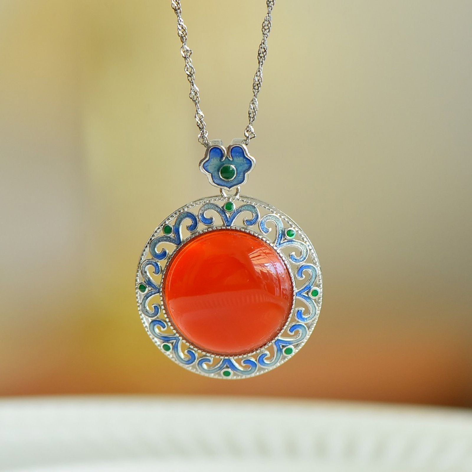 A Set of Fine Sterling Silver Inlaid Agate Jewelrys - 5