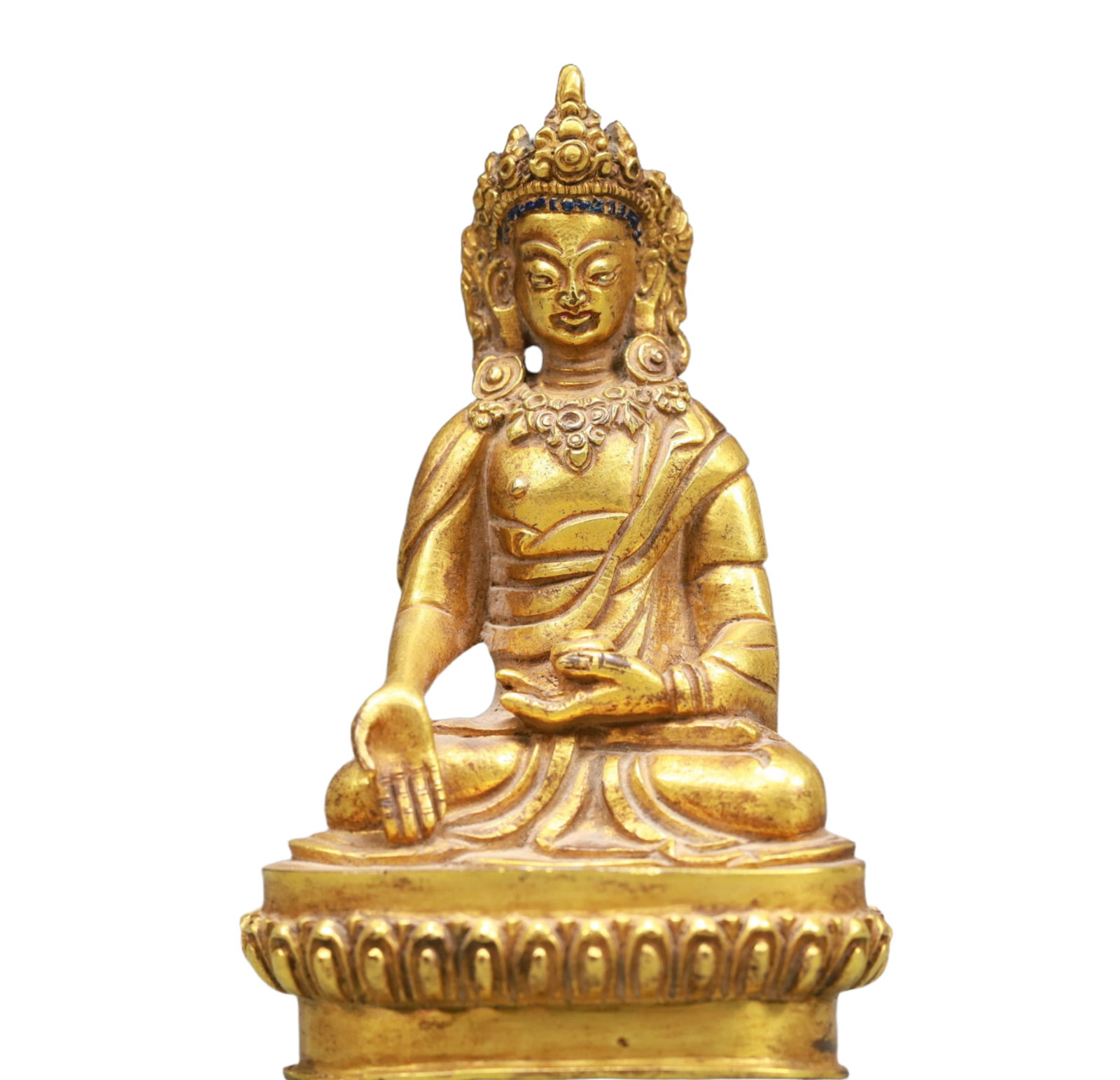 A Solemn Gilt Bronze Statue of Amitayus: Estimated Value:2000-4000 A Solemn Gilt Bronze Statue of Amitayus,Qing Dynasty, China,Size:3inx2.2inx4.7in Weight:350g