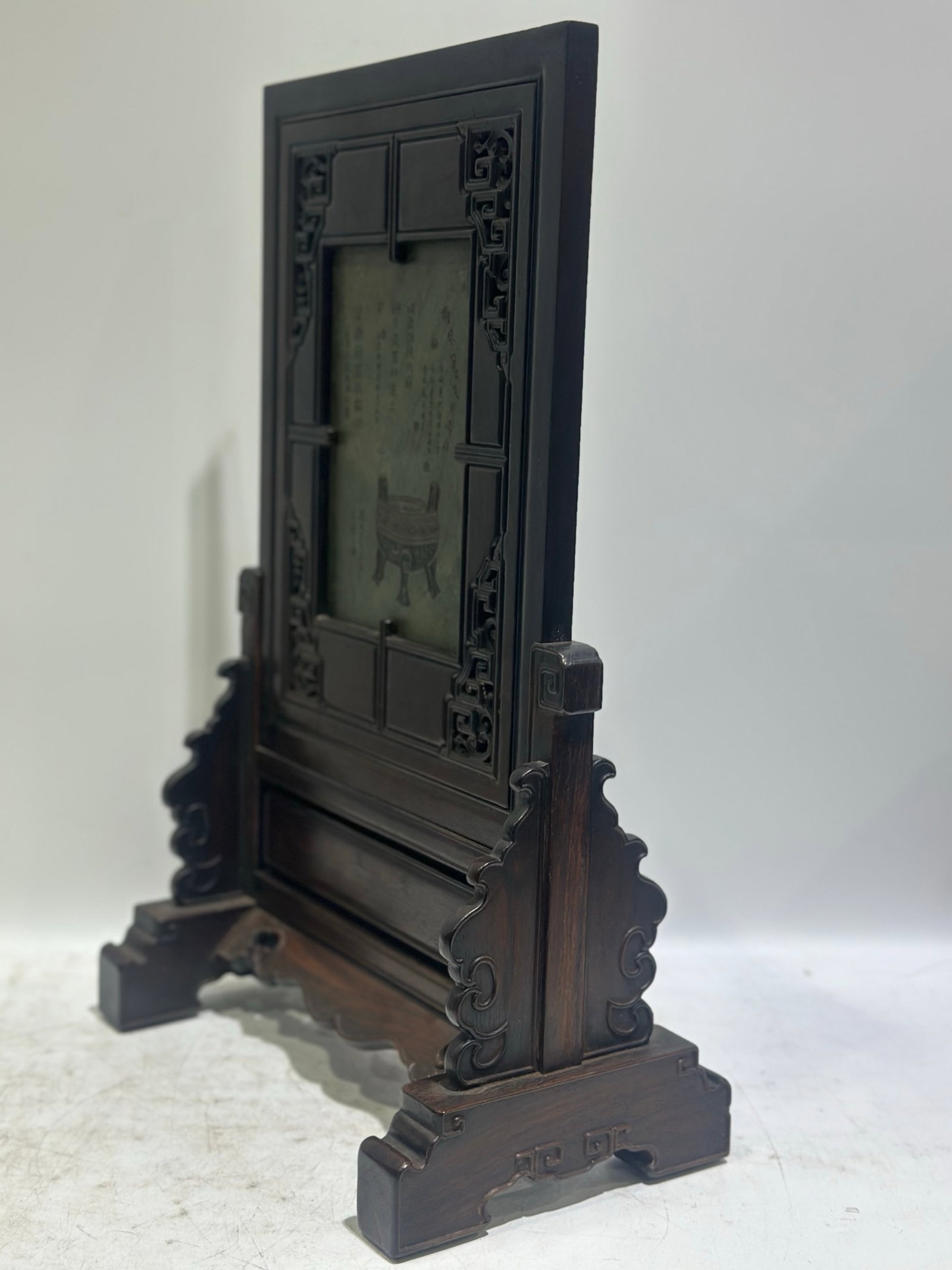 A Huge Huanghuali wood Screen,With Poem - 4