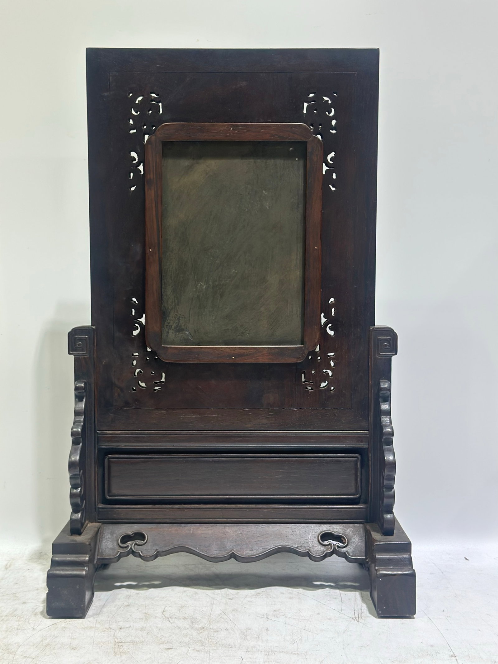 A Huge Huanghuali wood Screen,With Poem - 9