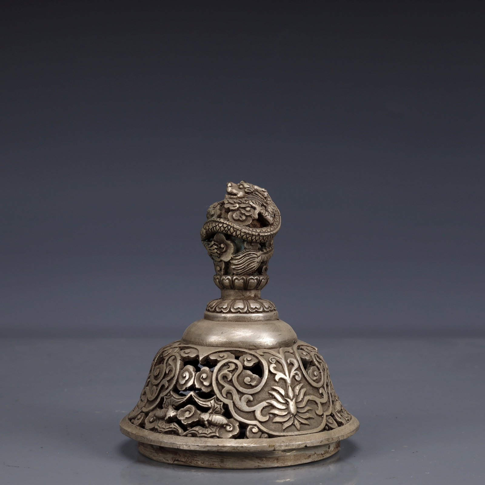 An Exquisite Silver-Plated Bronze Flower Pattern Double-Ears and Tripod Censer - 9