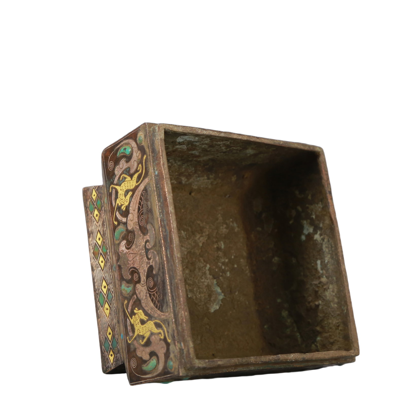 A Exquisite Gold and Silver-Inlaid Bronze Auspicious Beast Pattern Box - 6