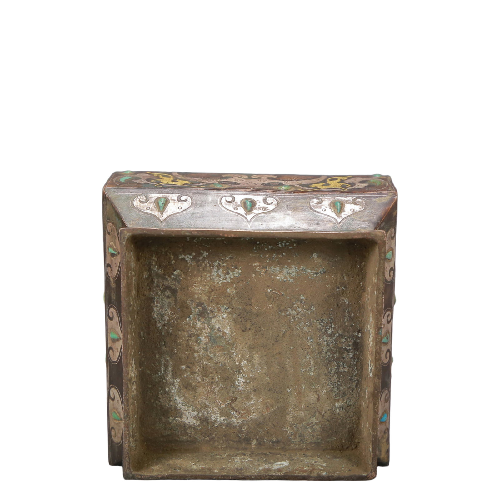 A Exquisite Gold and Silver-Inlaid Bronze Auspicious Beast Pattern Box - 7