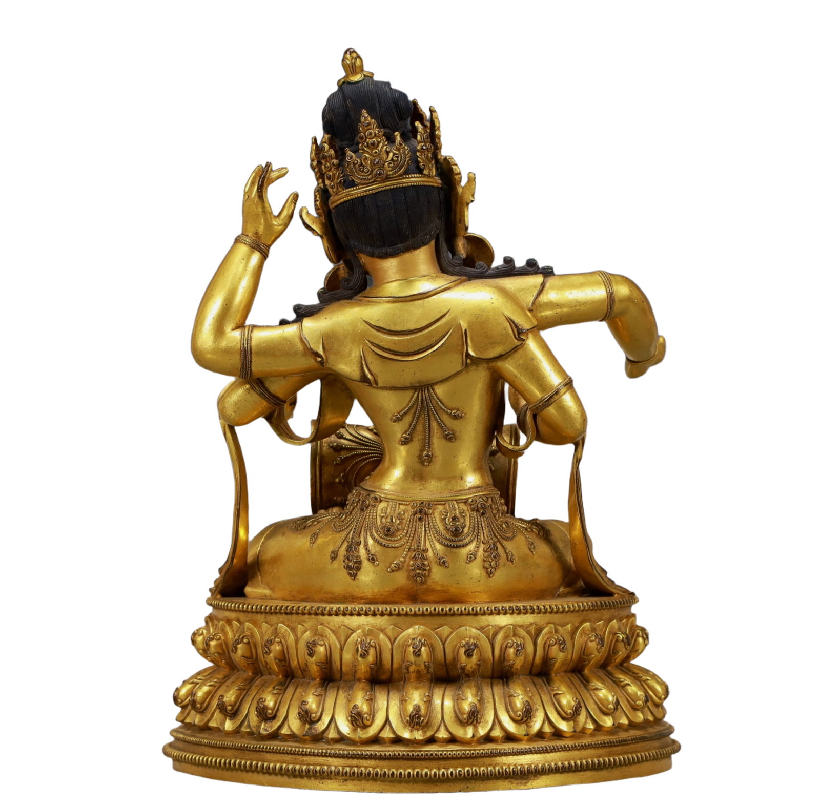 A Pair of Solemn Gilt Bronze Statue of Four-arms Guanyin - 10
