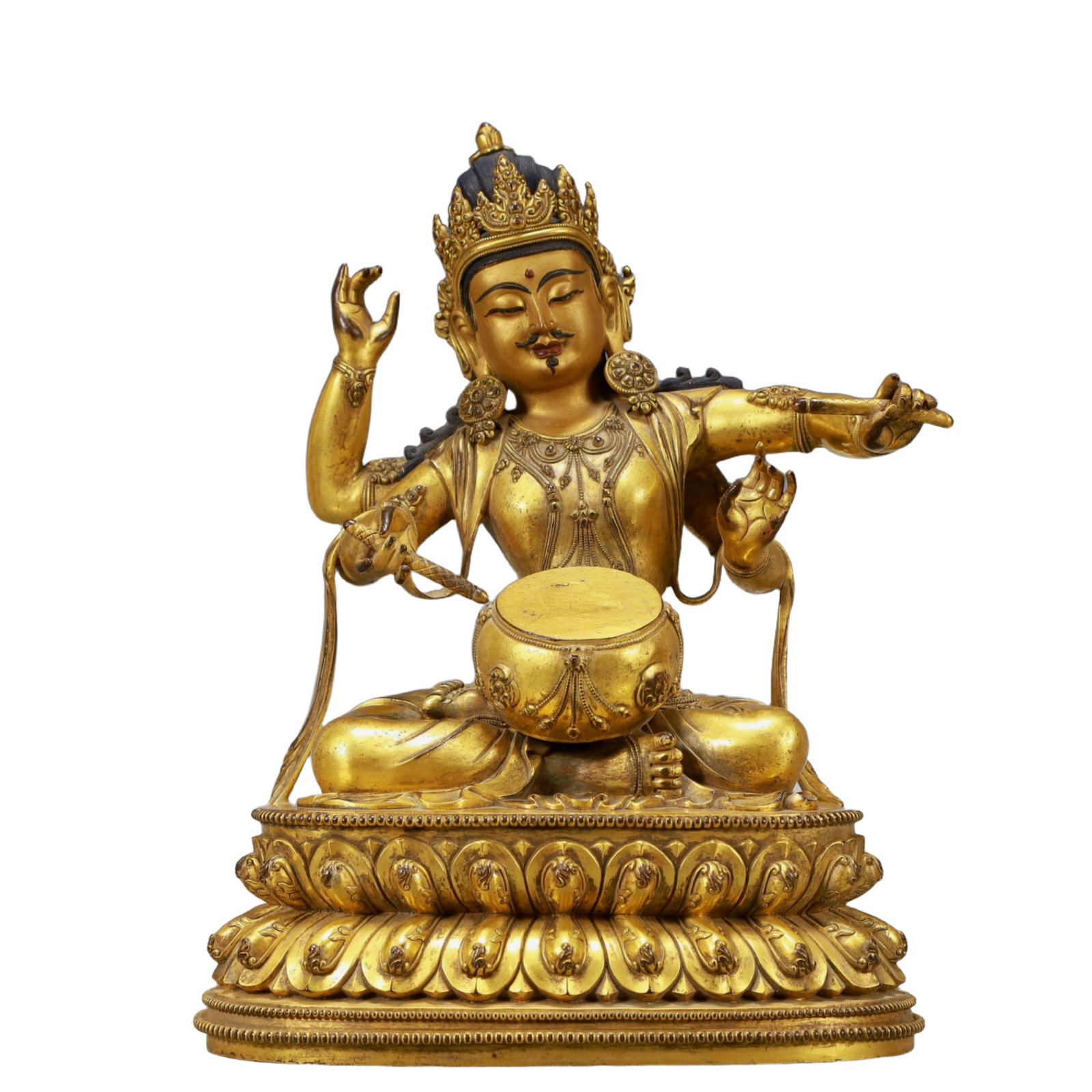A Pair of Solemn Gilt Bronze Statue of Four-arms Guanyin - 13