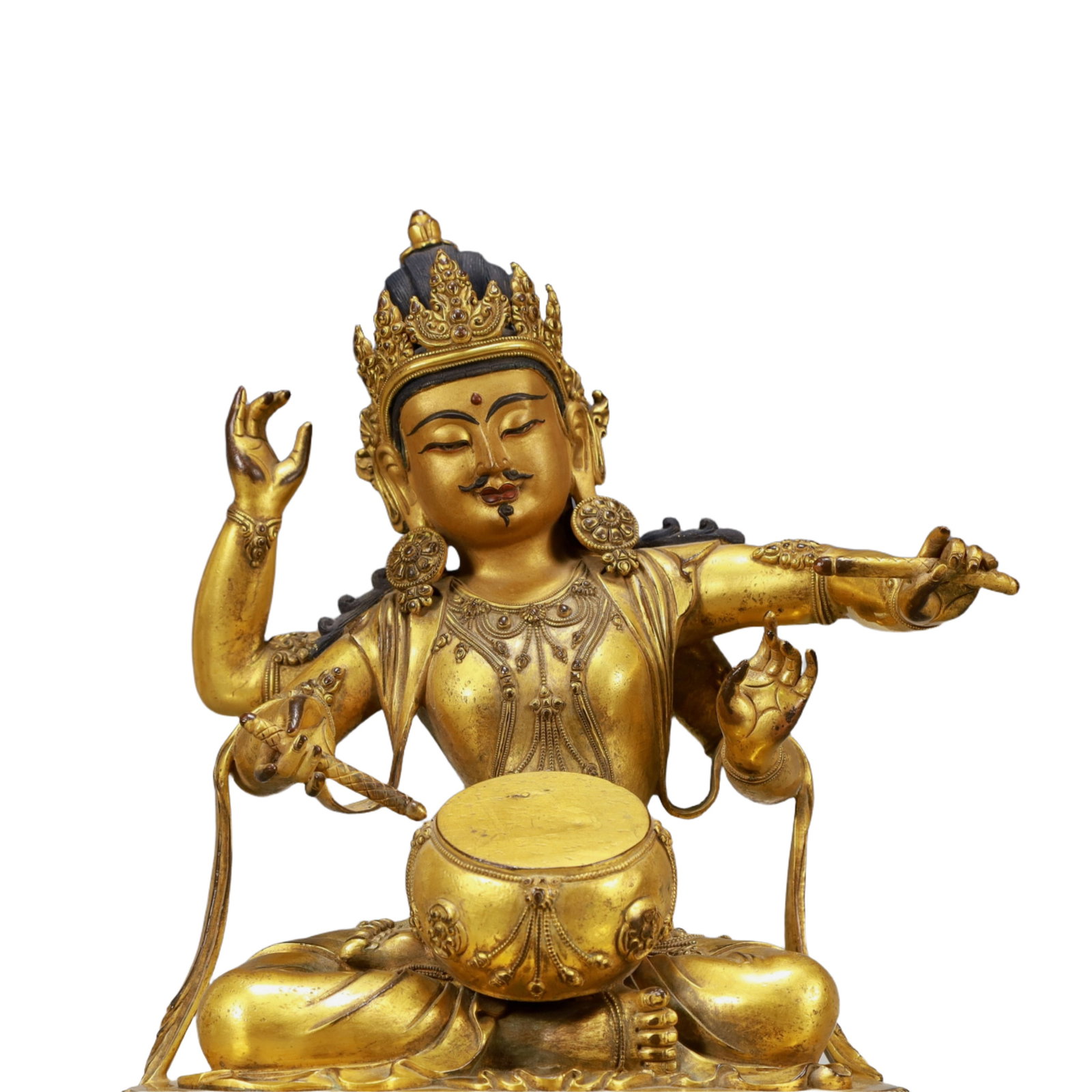 A Pair of Solemn Gilt Bronze Statue of Four-arms Guanyin - 14