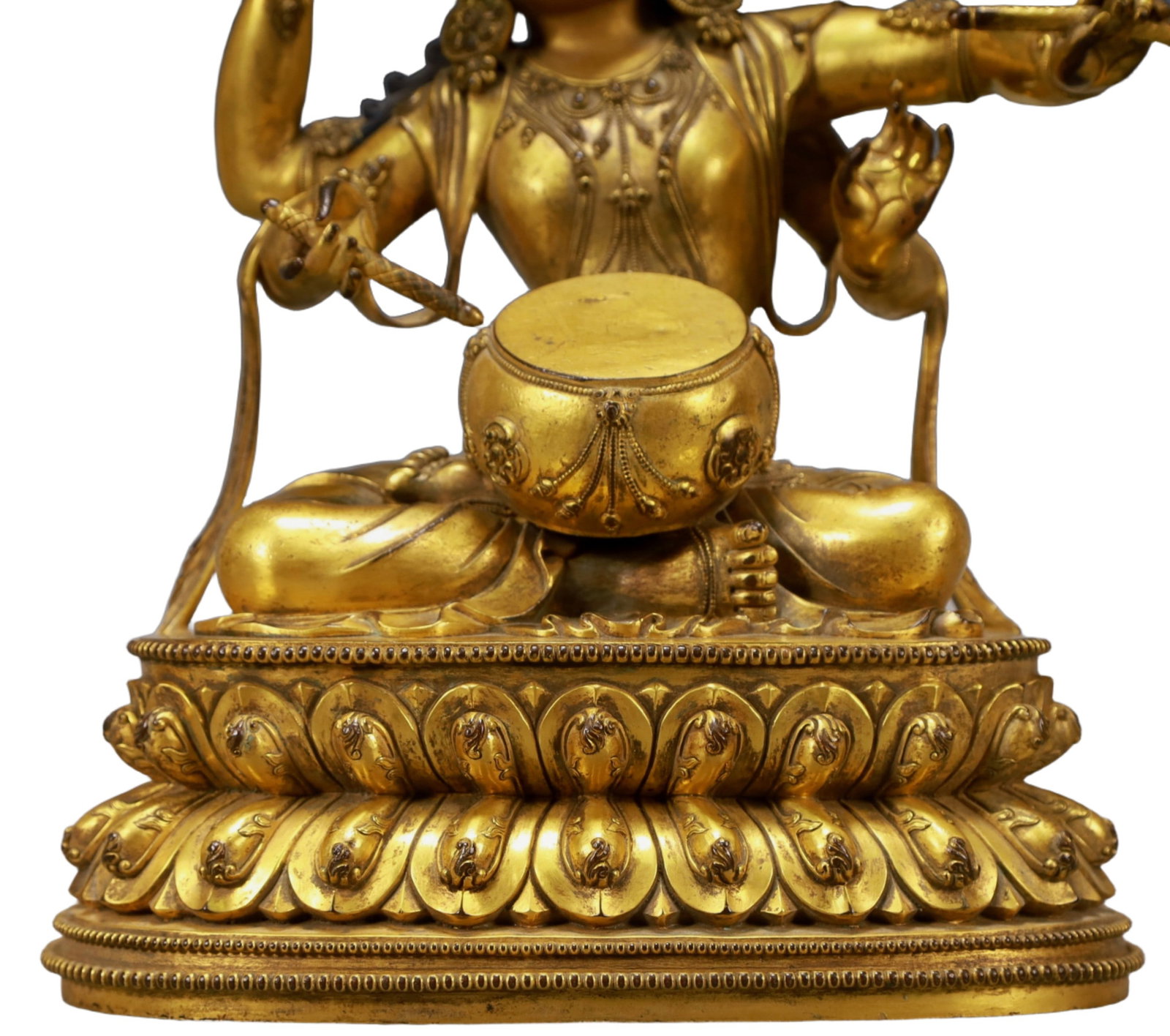 A Pair of Solemn Gilt Bronze Statue of Four-arms Guanyin - 15