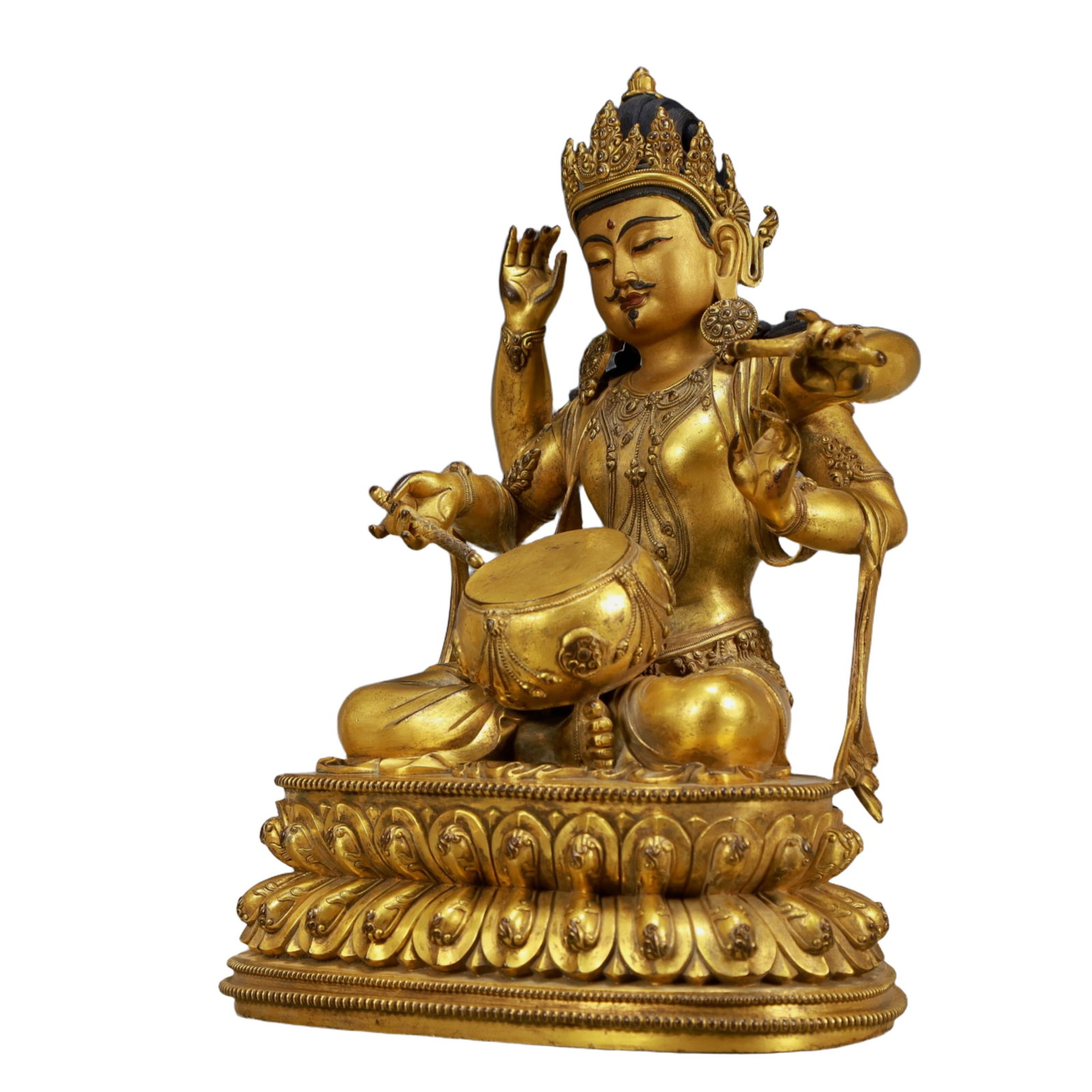 A Pair of Solemn Gilt Bronze Statue of Four-arms Guanyin - 16