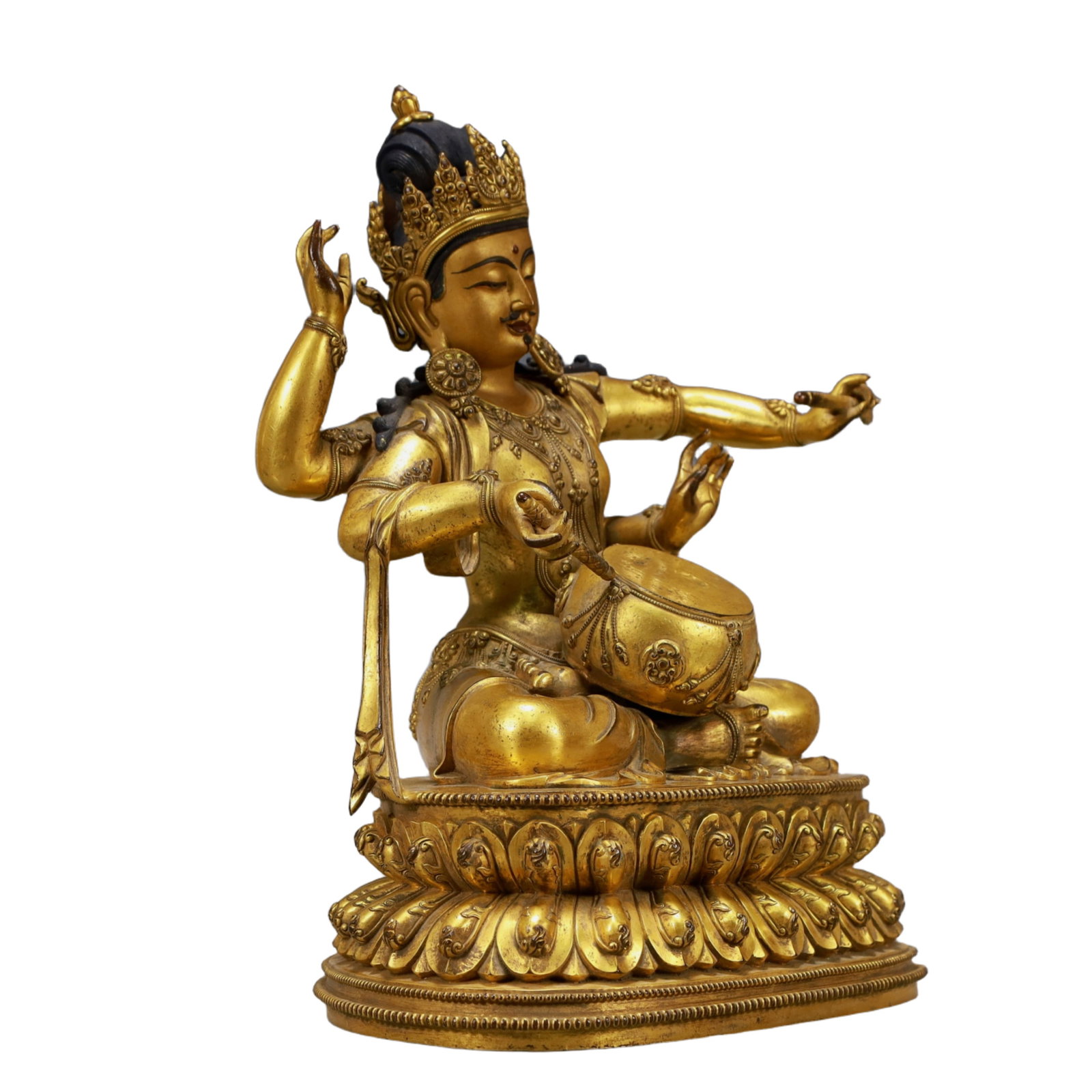A Pair of Solemn Gilt Bronze Statue of Four-arms Guanyin - 17