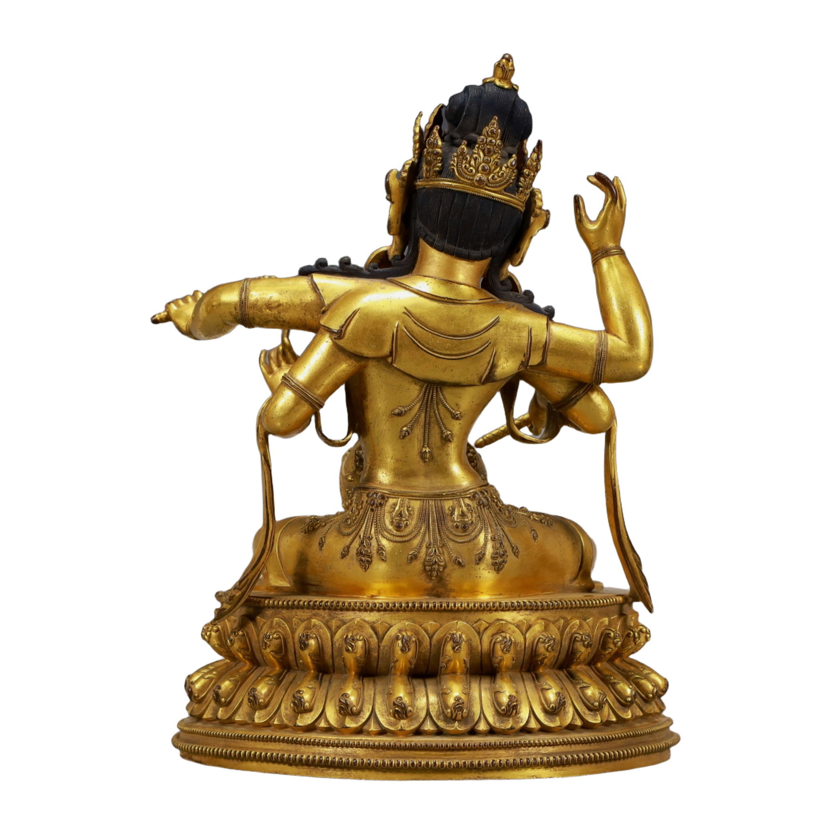A Pair of Solemn Gilt Bronze Statue of Four-arms Guanyin - 18