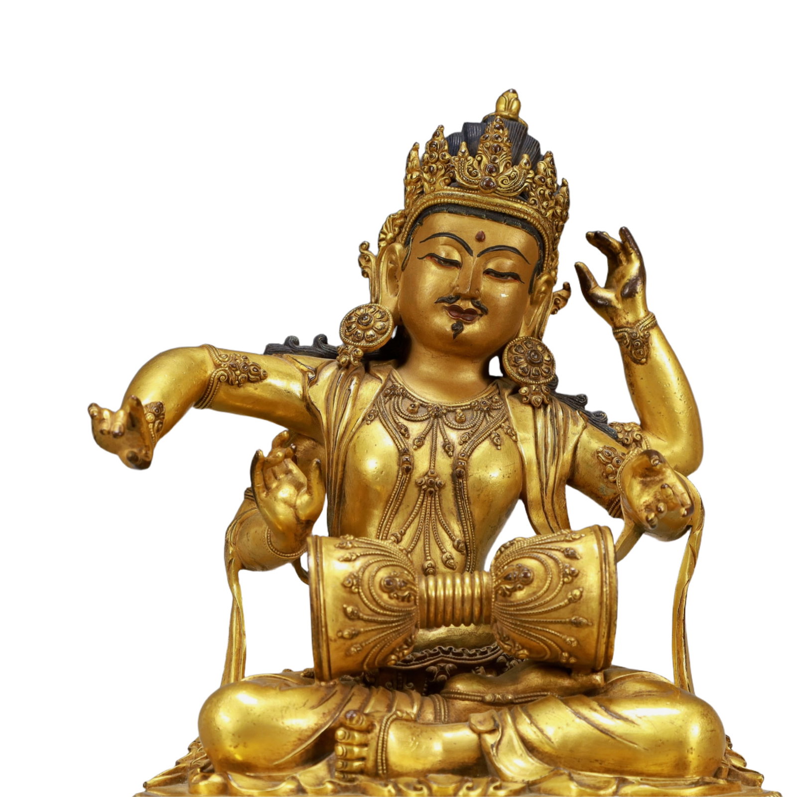 A Pair of Solemn Gilt Bronze Statue of Four-arms Guanyin - 3