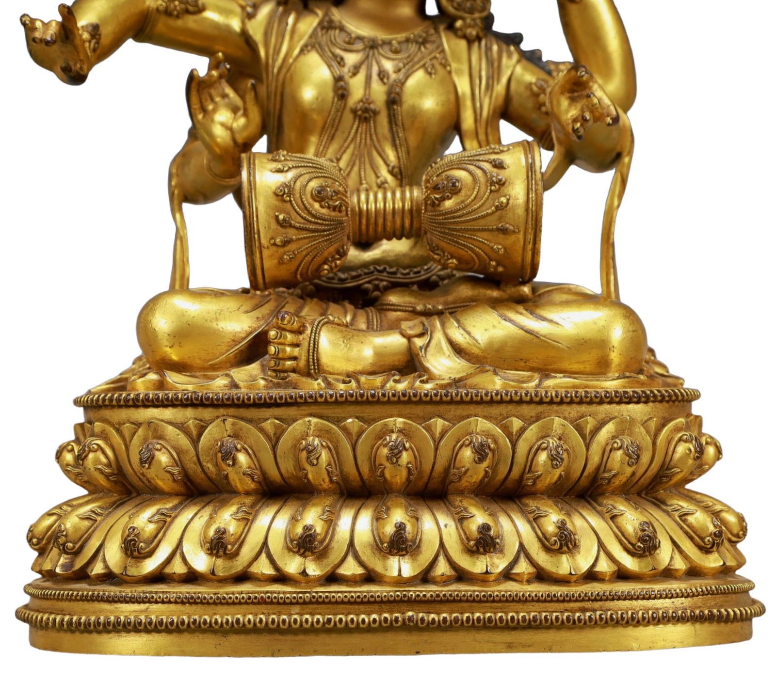 A Pair of Solemn Gilt Bronze Statue of Four-arms Guanyin - 4