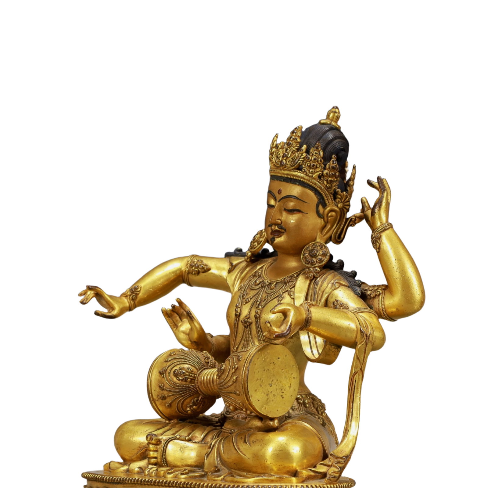 A Pair of Solemn Gilt Bronze Statue of Four-arms Guanyin - 7