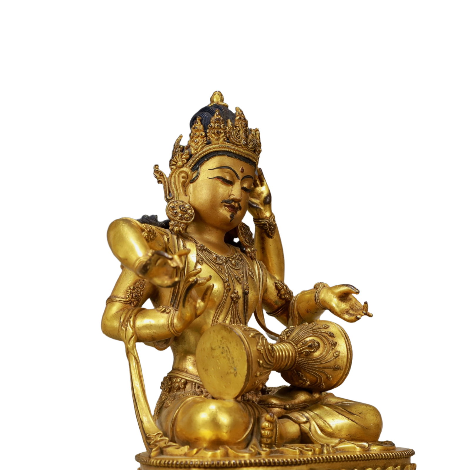 A Pair of Solemn Gilt Bronze Statue of Four-arms Guanyin - 9