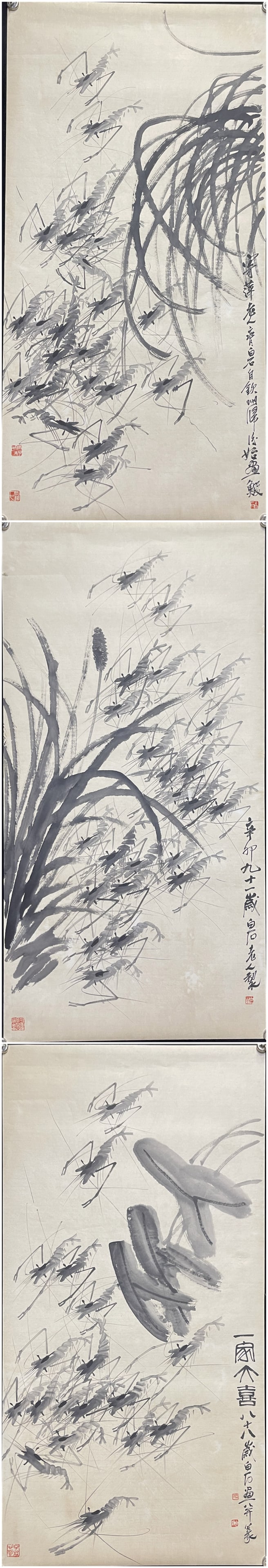 A Set of Chinese Ink Painting of Shrimp on Paper,Qi Baishi - 10