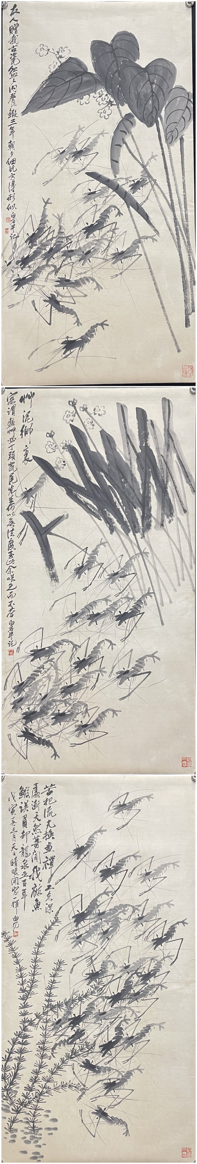 A Set of Chinese Ink Painting of Shrimp on Paper,Qi Baishi - 14