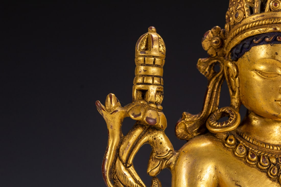 A Solemn Gilt Bronze Statue of Sakyamuni - 6