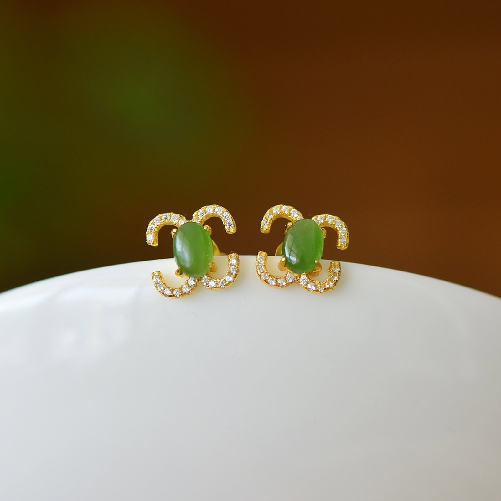 A Pair of Exquisite Sterling Silver-Gold Plated Inlaid Jasper Earrings - 3