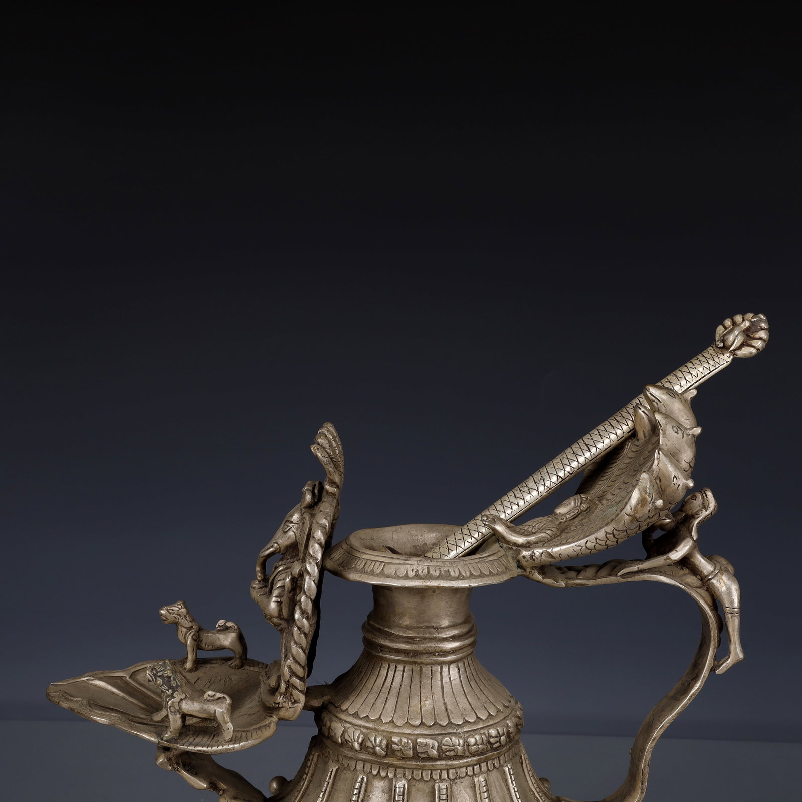 An Exquisite Silver-Plated Bronze Statue of Ganesh Ewer - 2